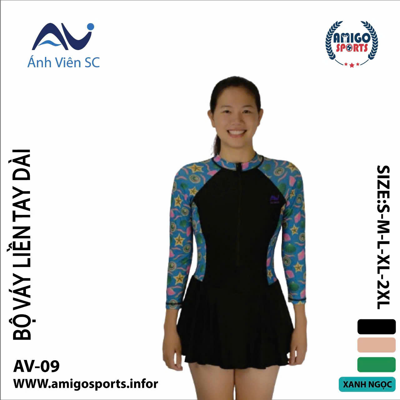 Bộ Váy Liền Tay Dài Ánh Viên AV09