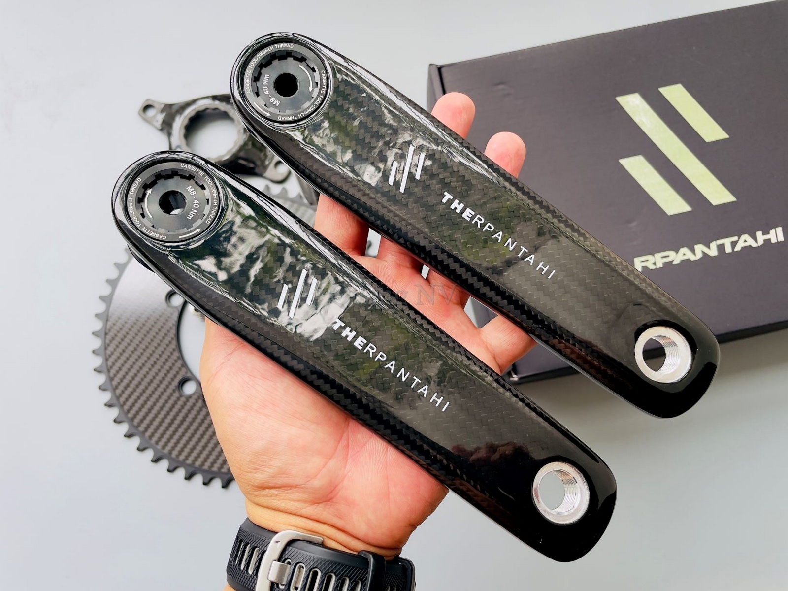 Bộ đùi đĩa/ giò đĩa xe đạp Rpantahi + Đĩa Riro chất liệu Carbon dùng cho xe đạp gấp Aceoffix/ Java Neo...