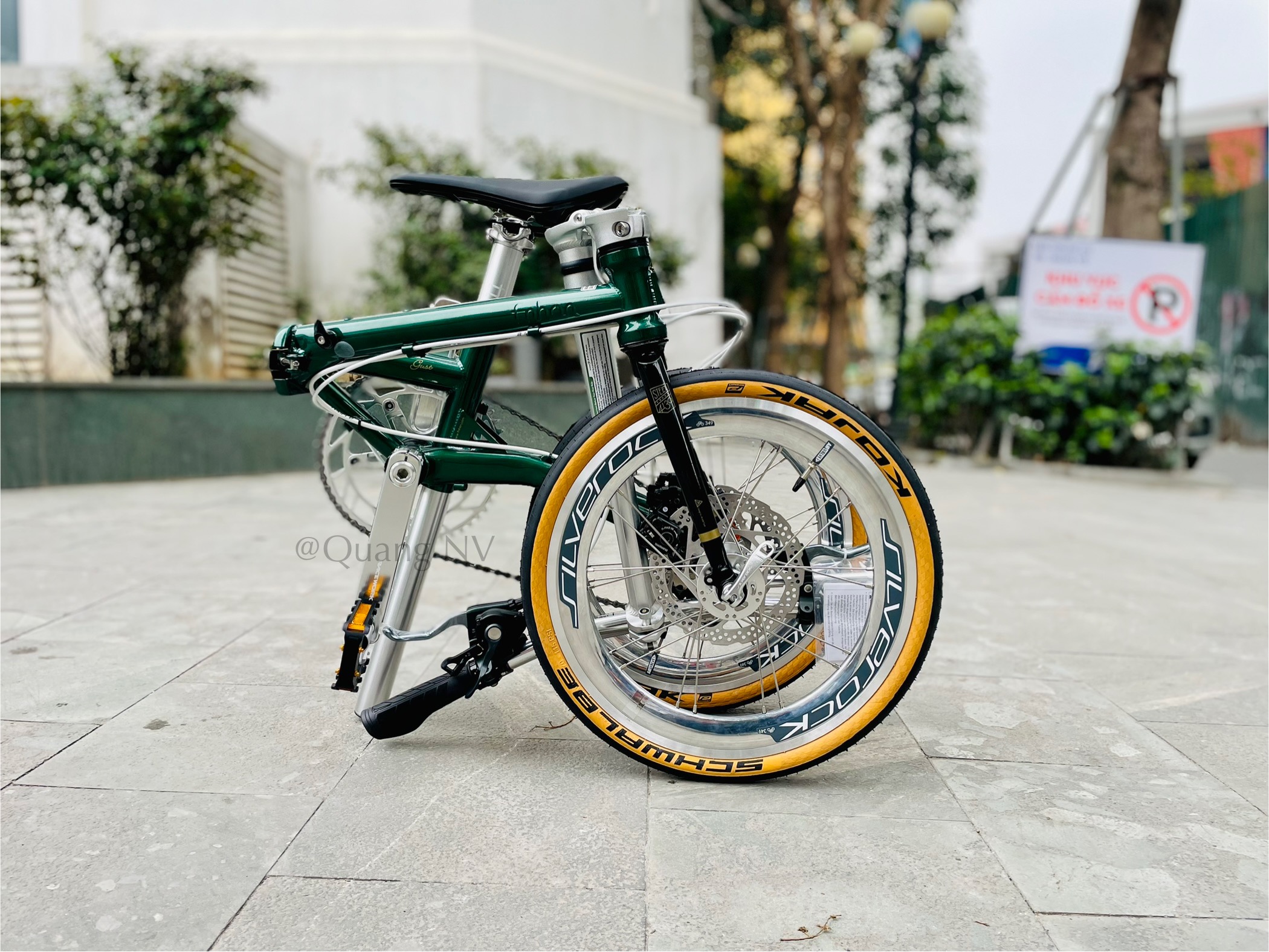 Xe đạp gấp Fnhon Gust 16' phanh đĩa màu Xanh lá cây