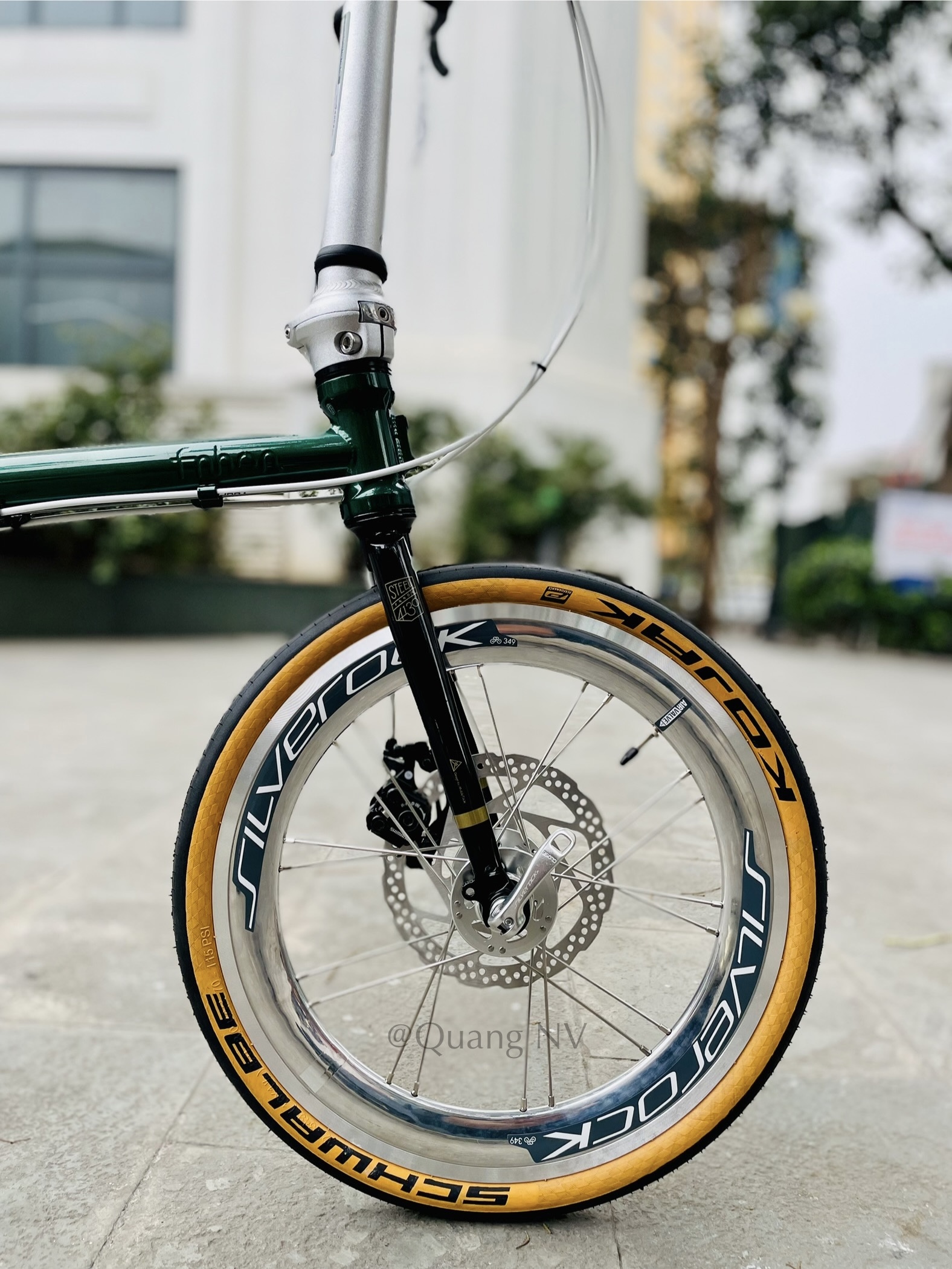 Xe đạp gấp Fnhon Gust 16' phanh đĩa màu Xanh lá cây
