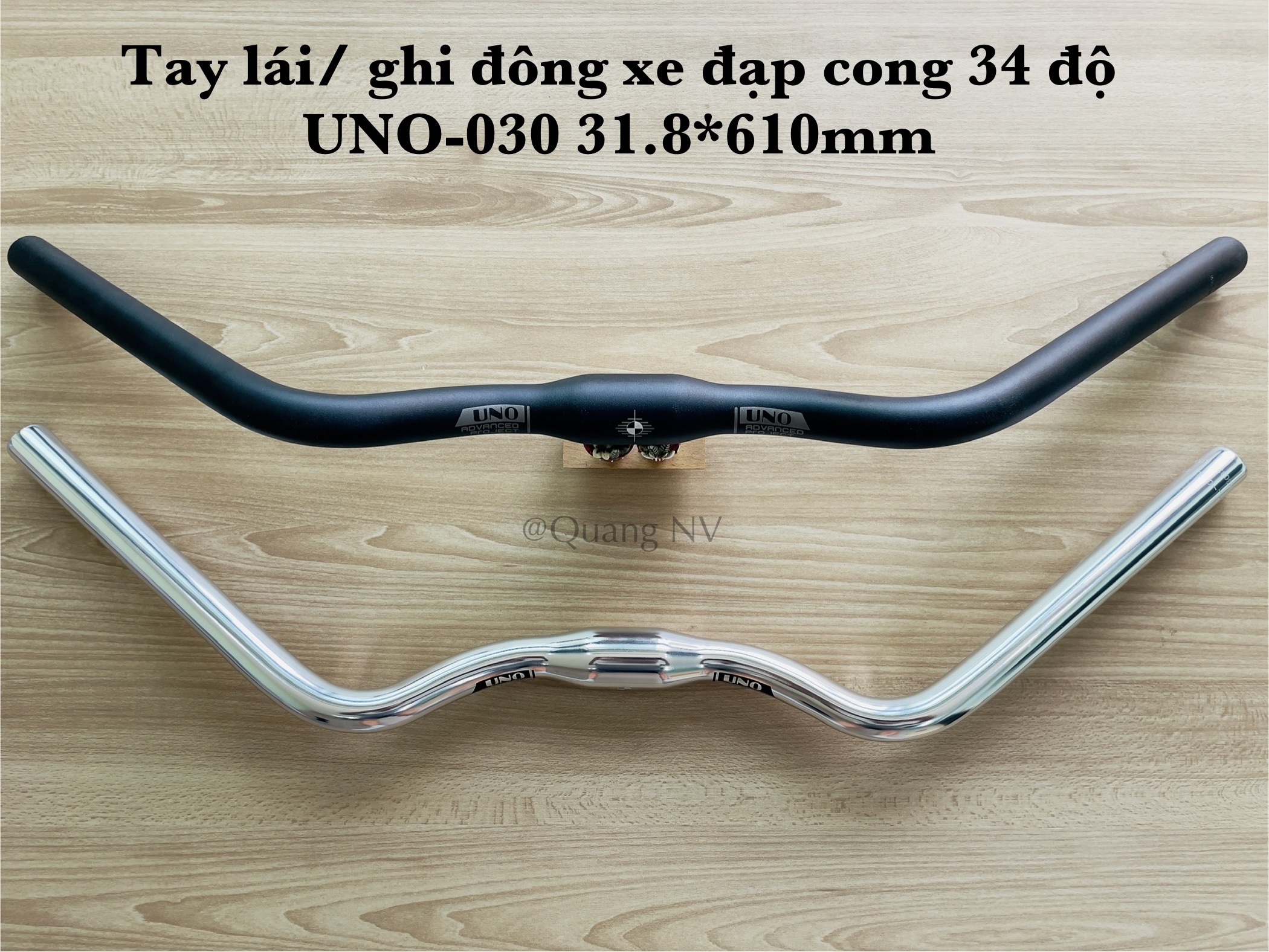 Tay lái/ ghi đông xe đạp cong 34 độ UNO-030 31.8*610mm