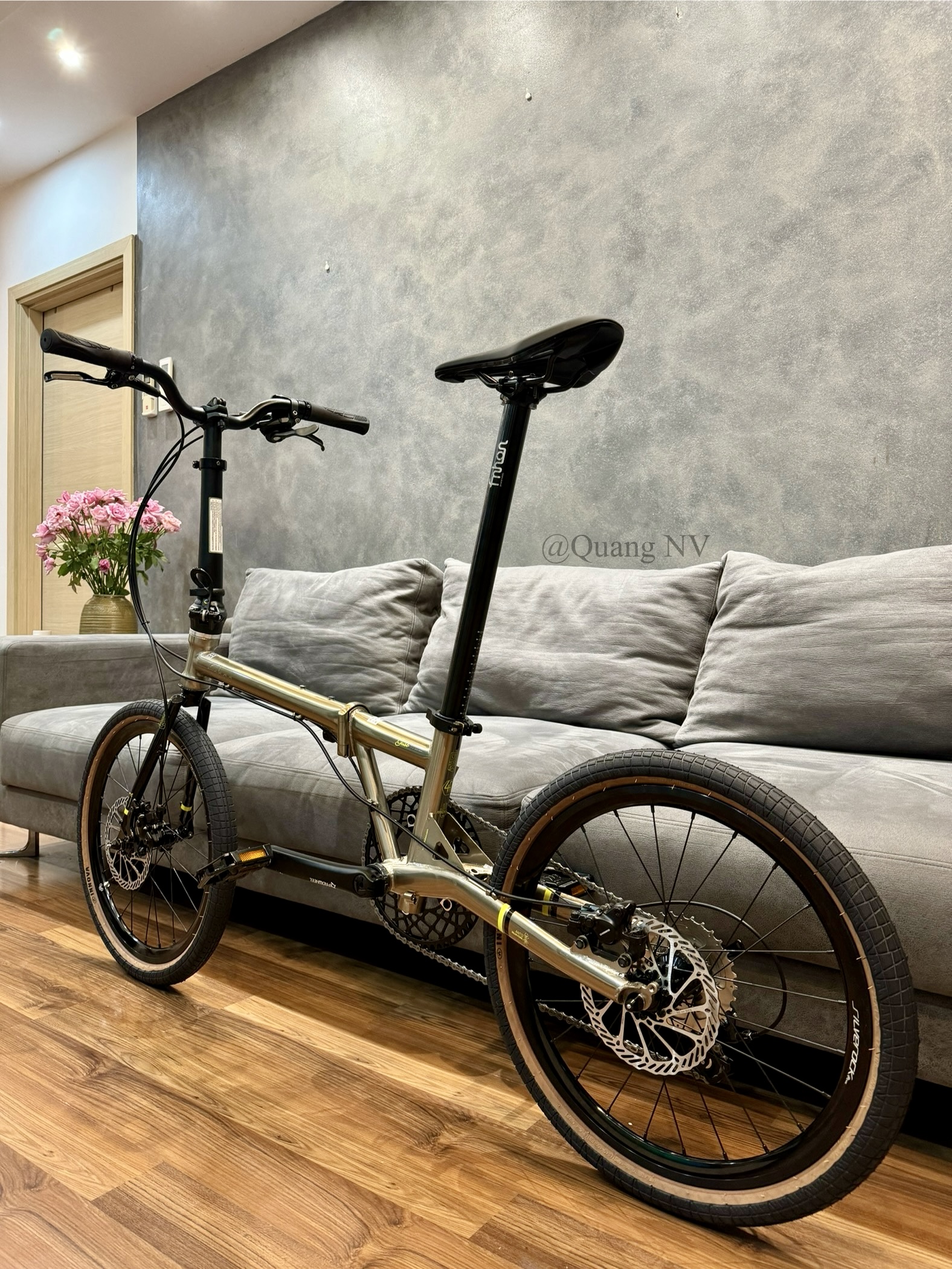 Xe đạp gấp Fnhon Gust 20' phanh đĩa màu Titanium