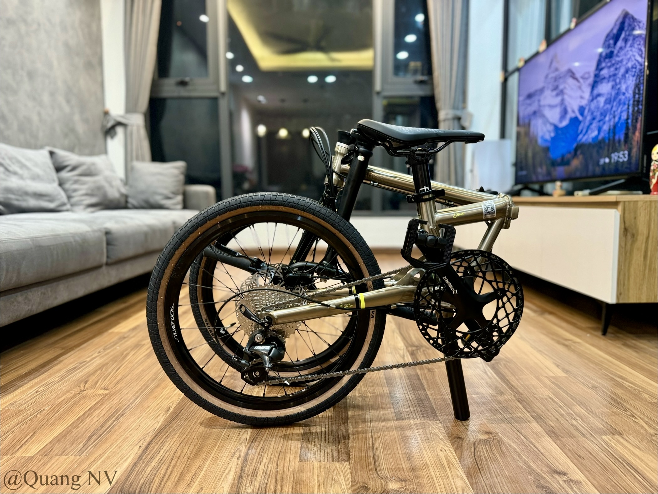 Xe đạp gấp Fnhon Gust 20' phanh đĩa màu Titanium