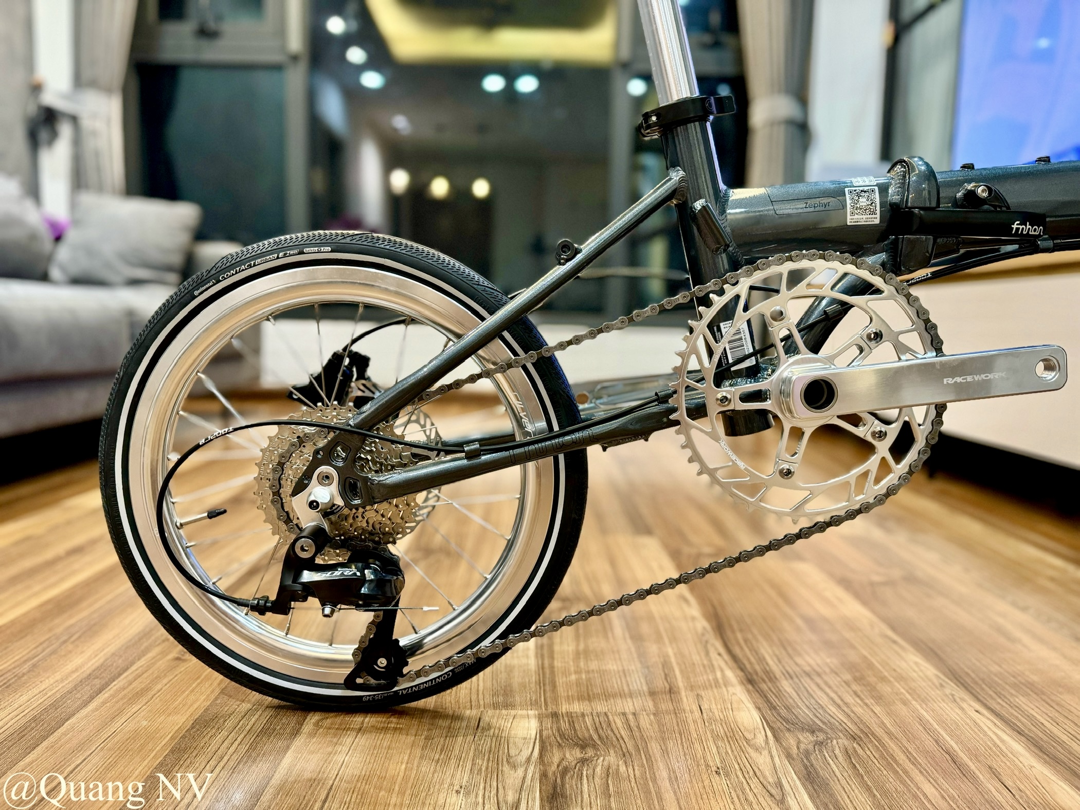 Xe đạp gấp Fnhon Zephyr 16' phanh đĩa màu Grey