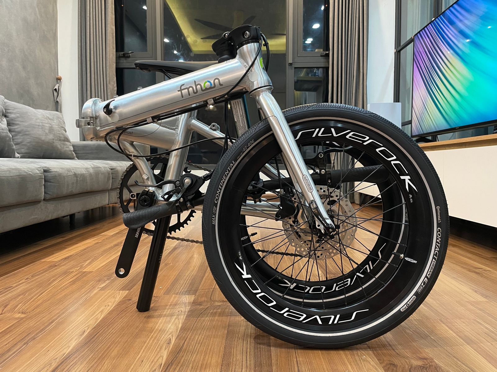 Xe đạp gấp ráp theo yêu cầu Fnhon Blast 20' phanh đĩa màu Silver