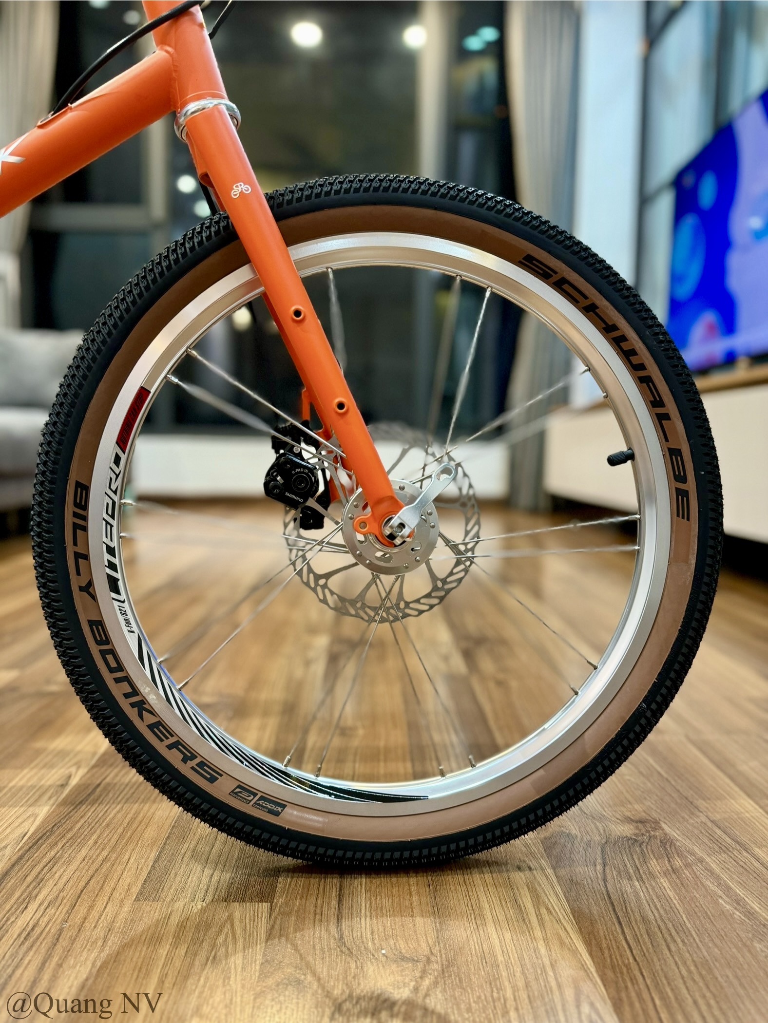 Xe đạp minivelo ráp theo yêu cầu Silverock Dewy 20' phanh đĩa màu Matte Orange