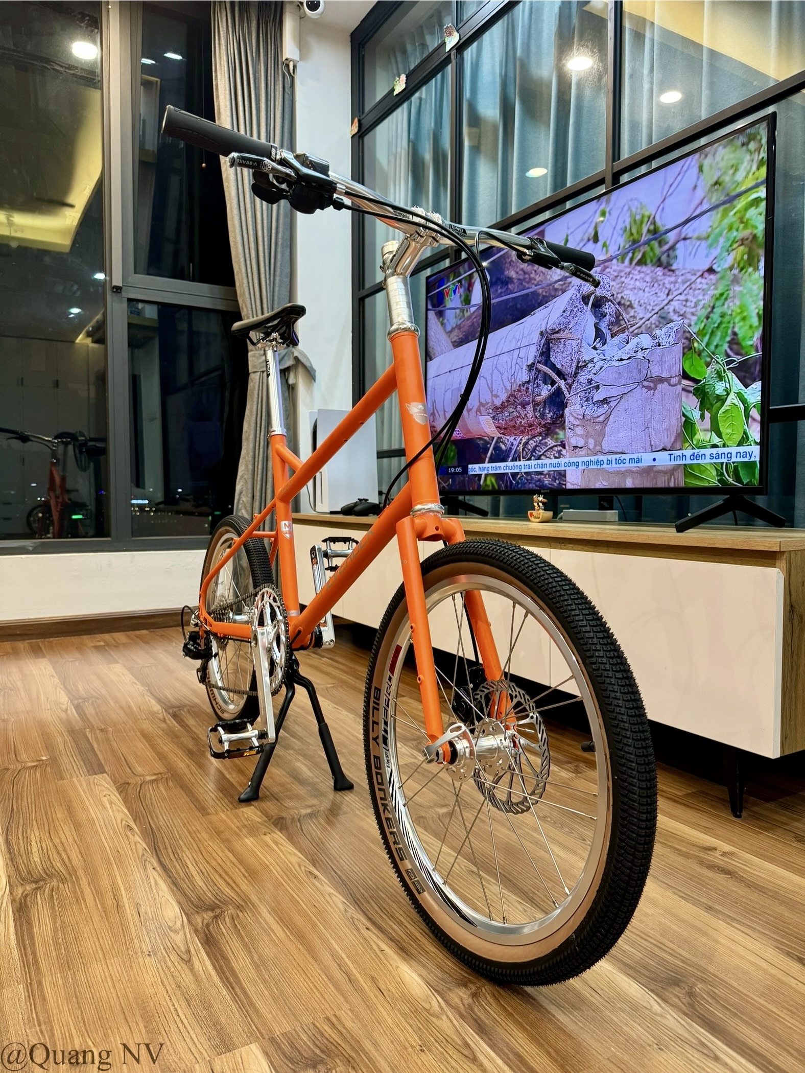 Xe đạp minivelo ráp theo yêu cầu Silverock Dewy 20' phanh đĩa màu Matte Orange