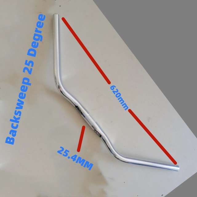 Tay lái/ ghi đông xe đạp cong 25 độ UNO HB-TR1 25.4*620mm