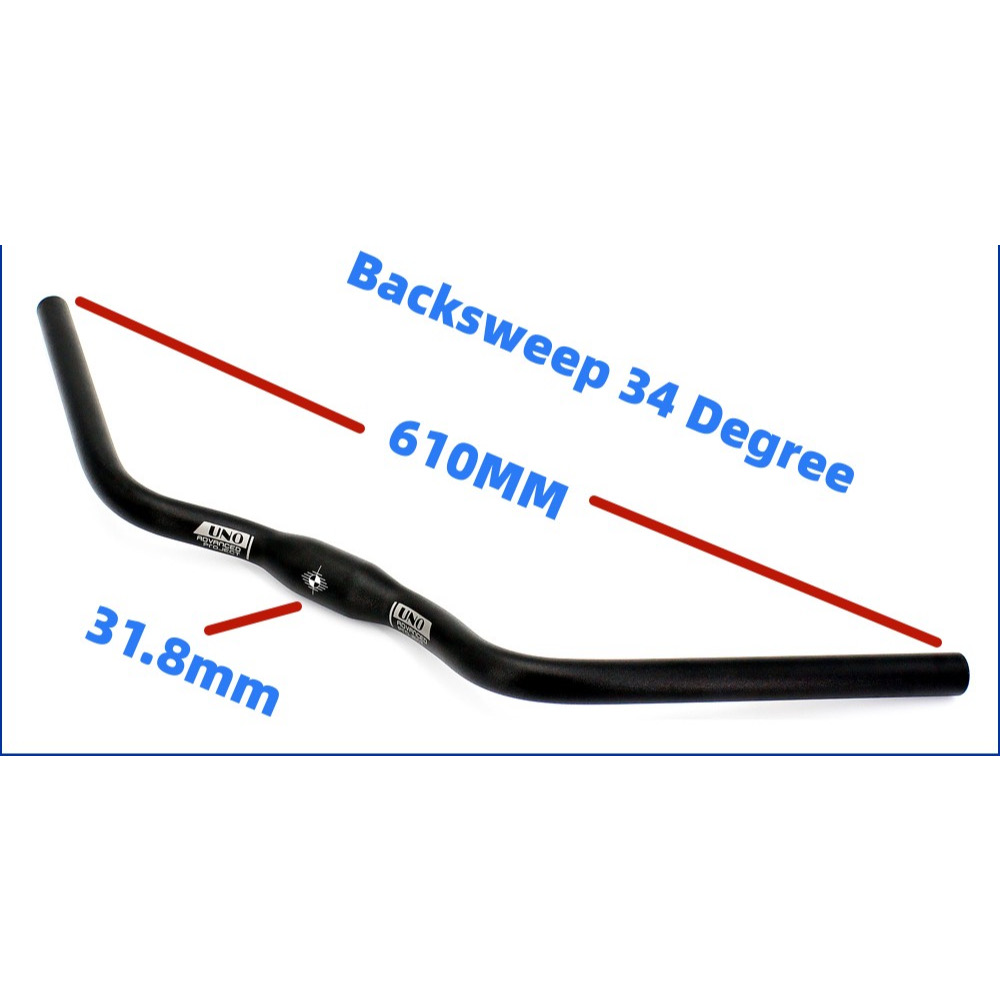Tay lái/ ghi đông xe đạp cong 34 độ UNO-030 31.8*610mm
