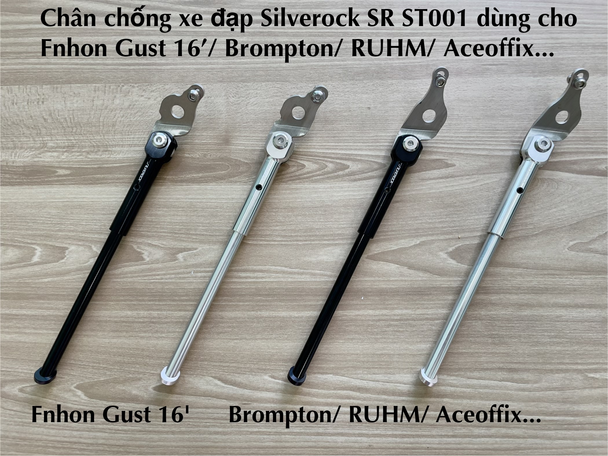 Chân chống xe đạp Silverock SR ST001 dùng cho Fnhon Gust 16’/ Brompton/ RUHM/ Aceoffix...