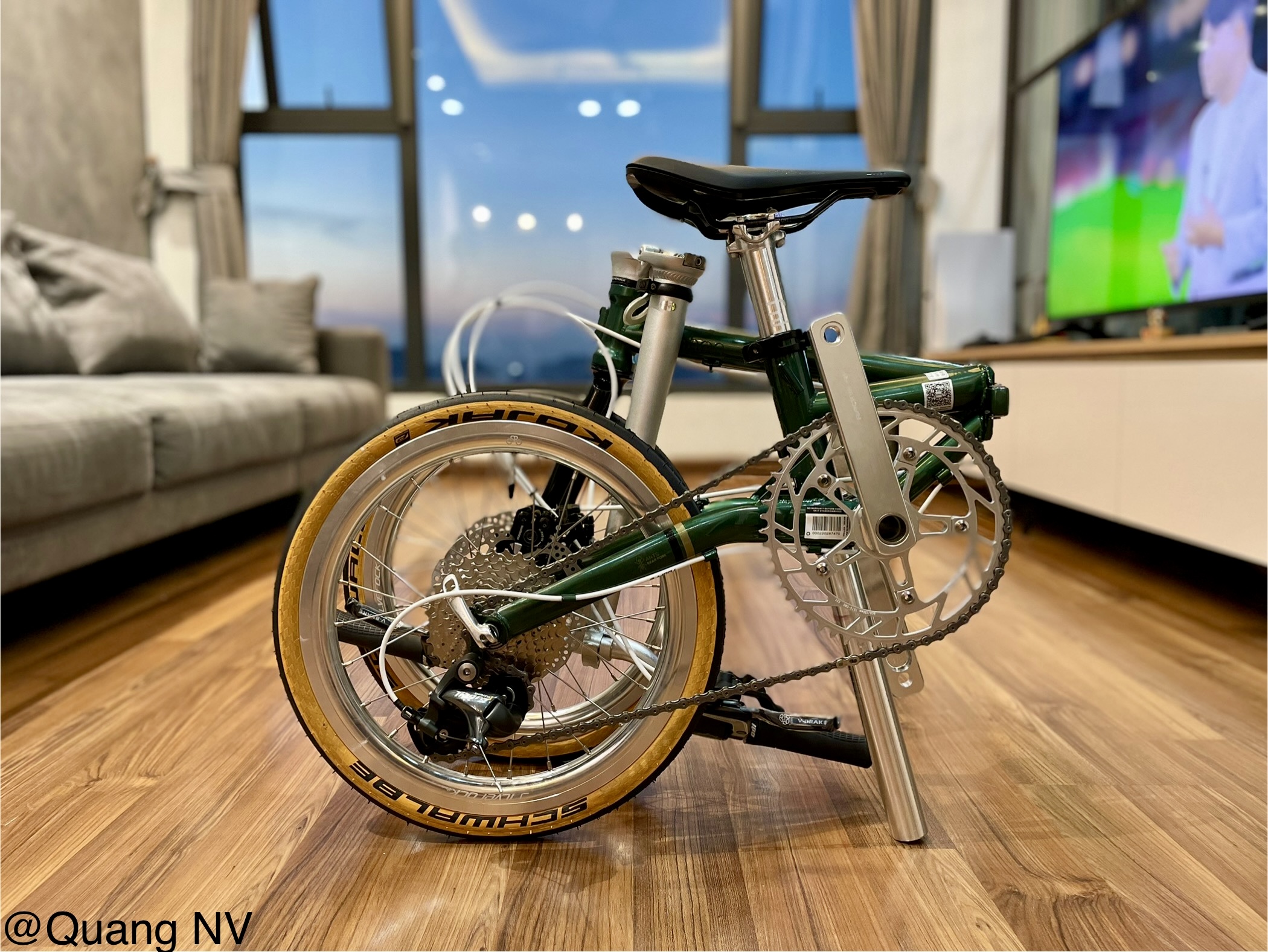 Xe đạp gấp ráp theo yêu cầu Fnhon Gust 16' phanh đĩa màu Green