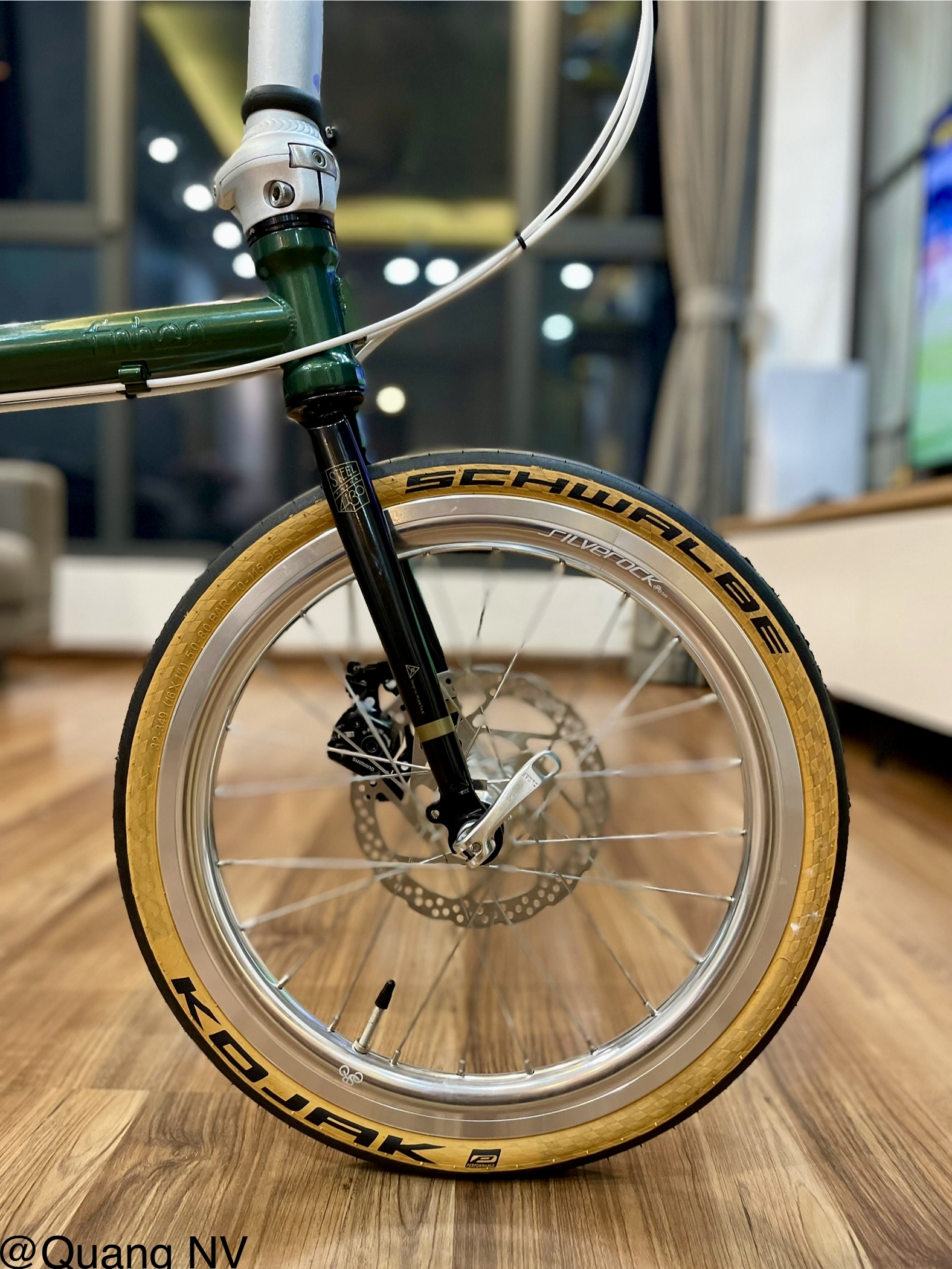 Xe đạp gấp ráp theo yêu cầu Fnhon Gust 16' phanh đĩa màu Green