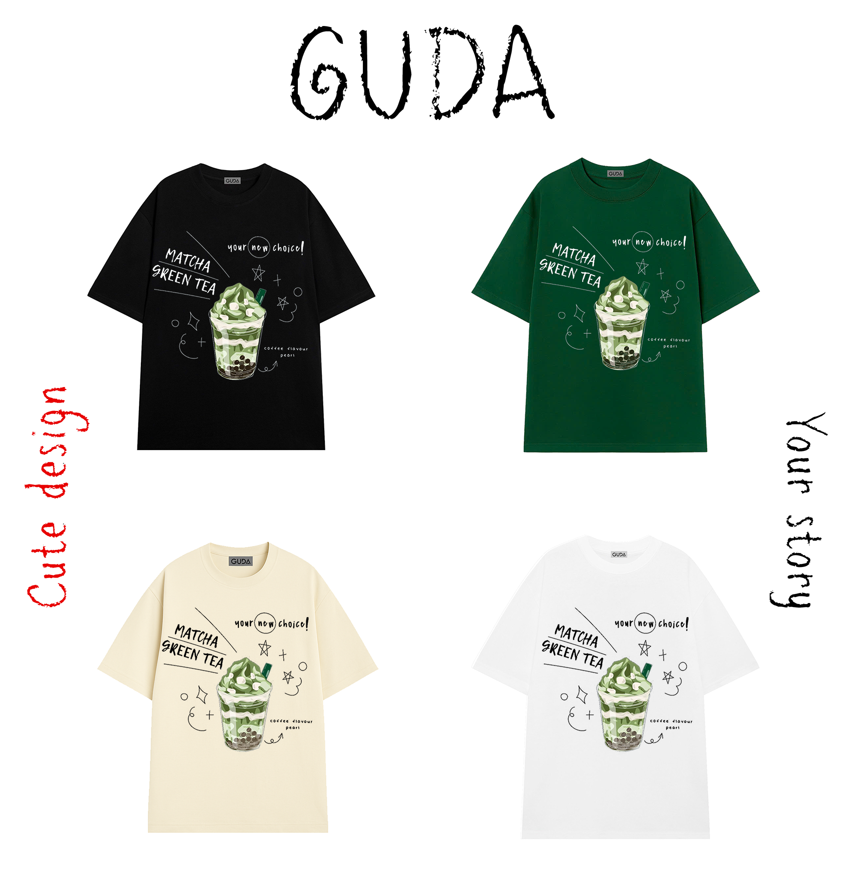 Áo thun GUDA BỘ SƯU TẬP CUTE Matcha