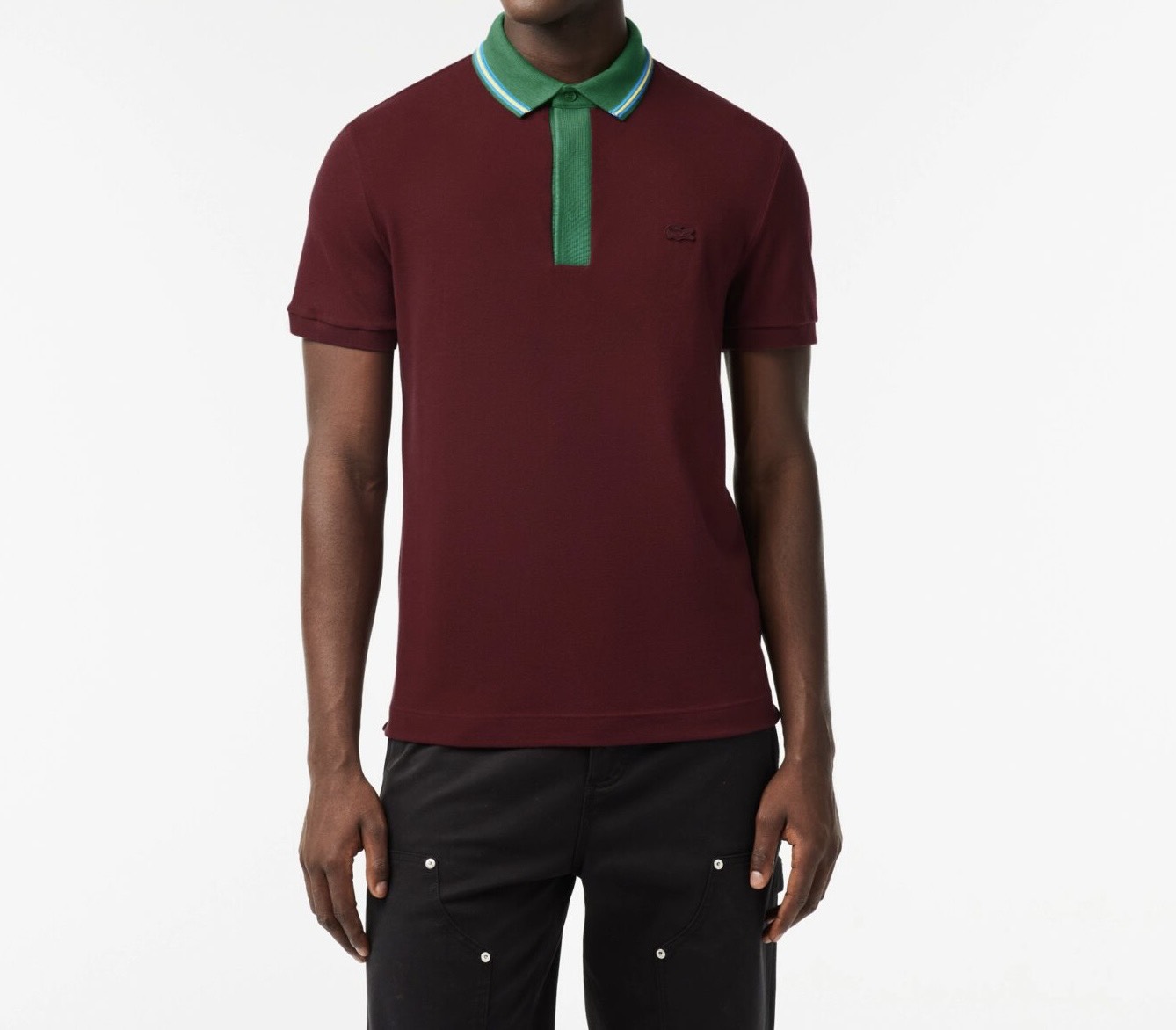Áo Polo Lacoste Nam Viền Cổ Dáng Regular PH1125-00-YUP Màu Đỏ Mận