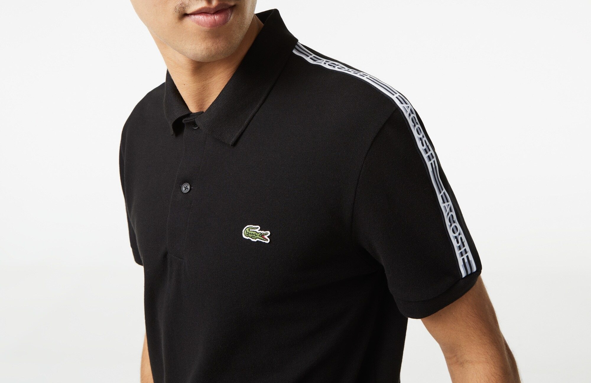 Áo Polo Lacoste Nam Viền Vai Dáng Regular PH5075-00-031 Màu Đen