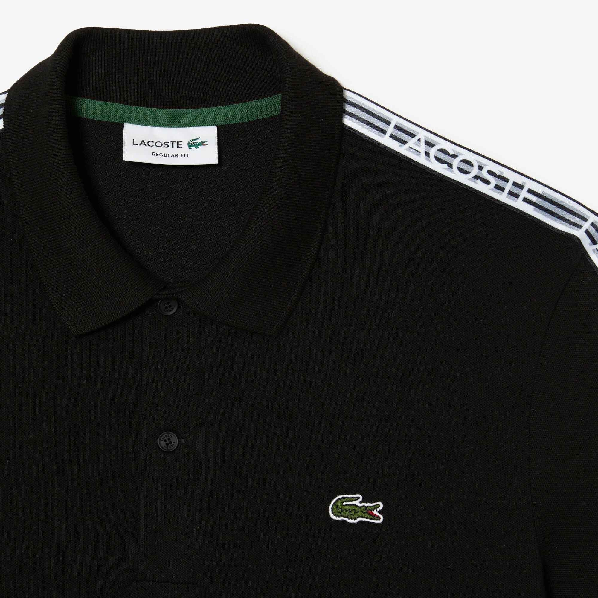 Áo Polo Lacoste Nam Viền Vai Dáng Regular PH5075-00-031 Màu Đen