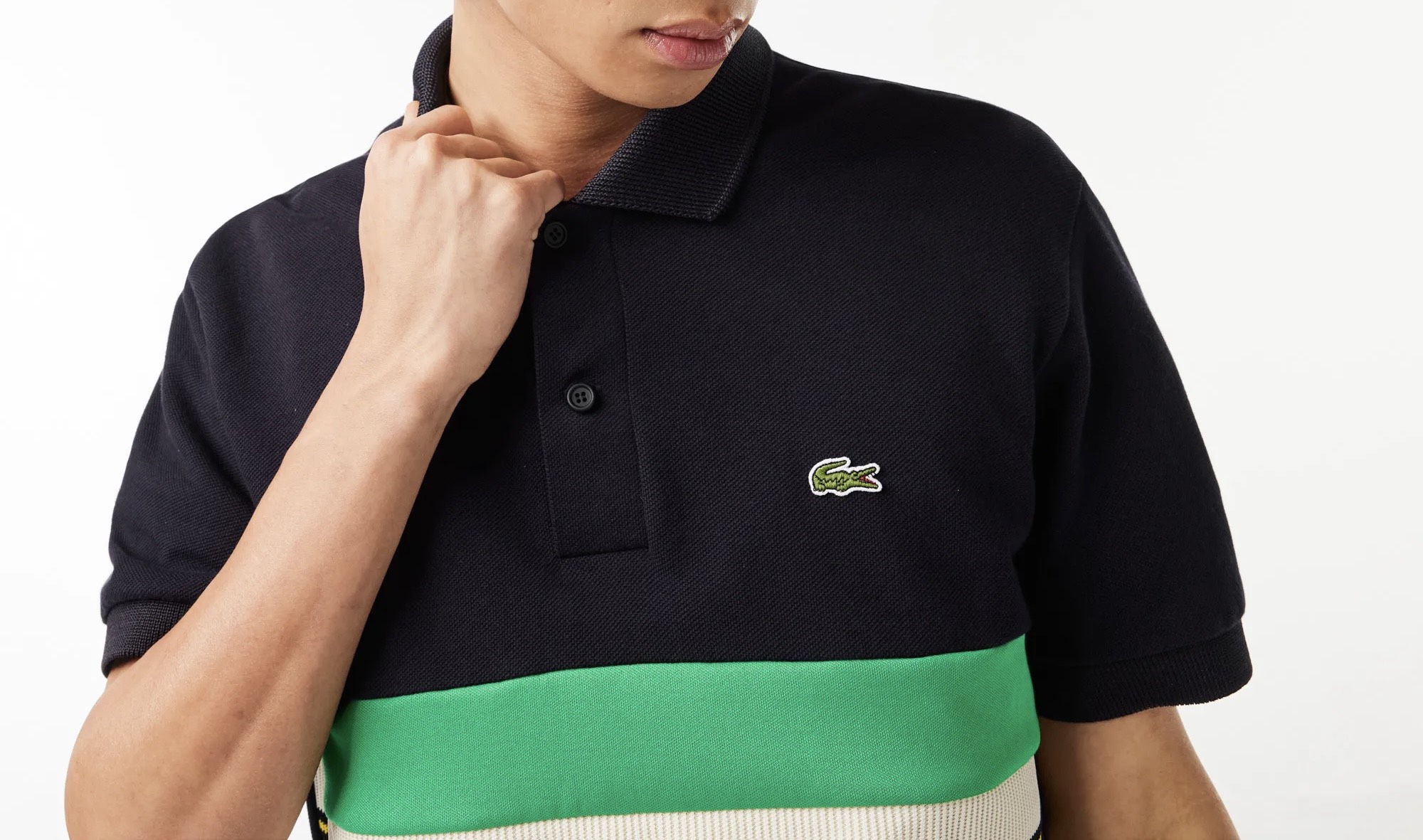 Áo Polo Lacoste Nam Phối Sọc Dáng Classic Cổ Điển PH1132-00-HDE Màu Xanh Navy