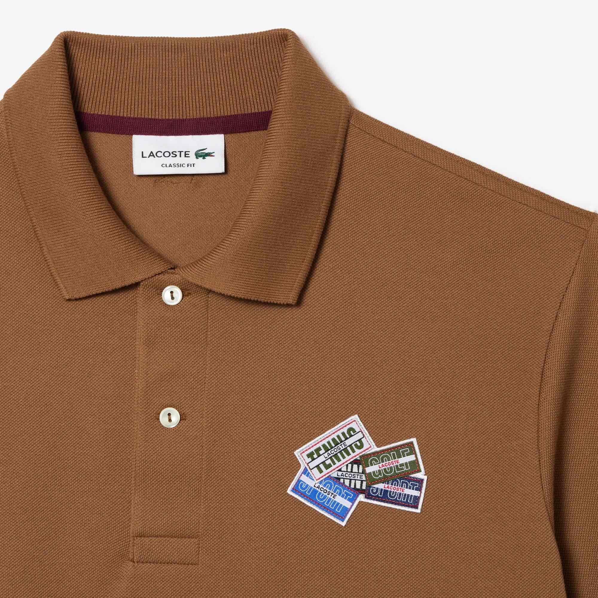 Áo Polo Lacoste Nam Logo Cách Điệu Dáng Classic Cổ Điển PH2052-00-SIX Màu Nâu