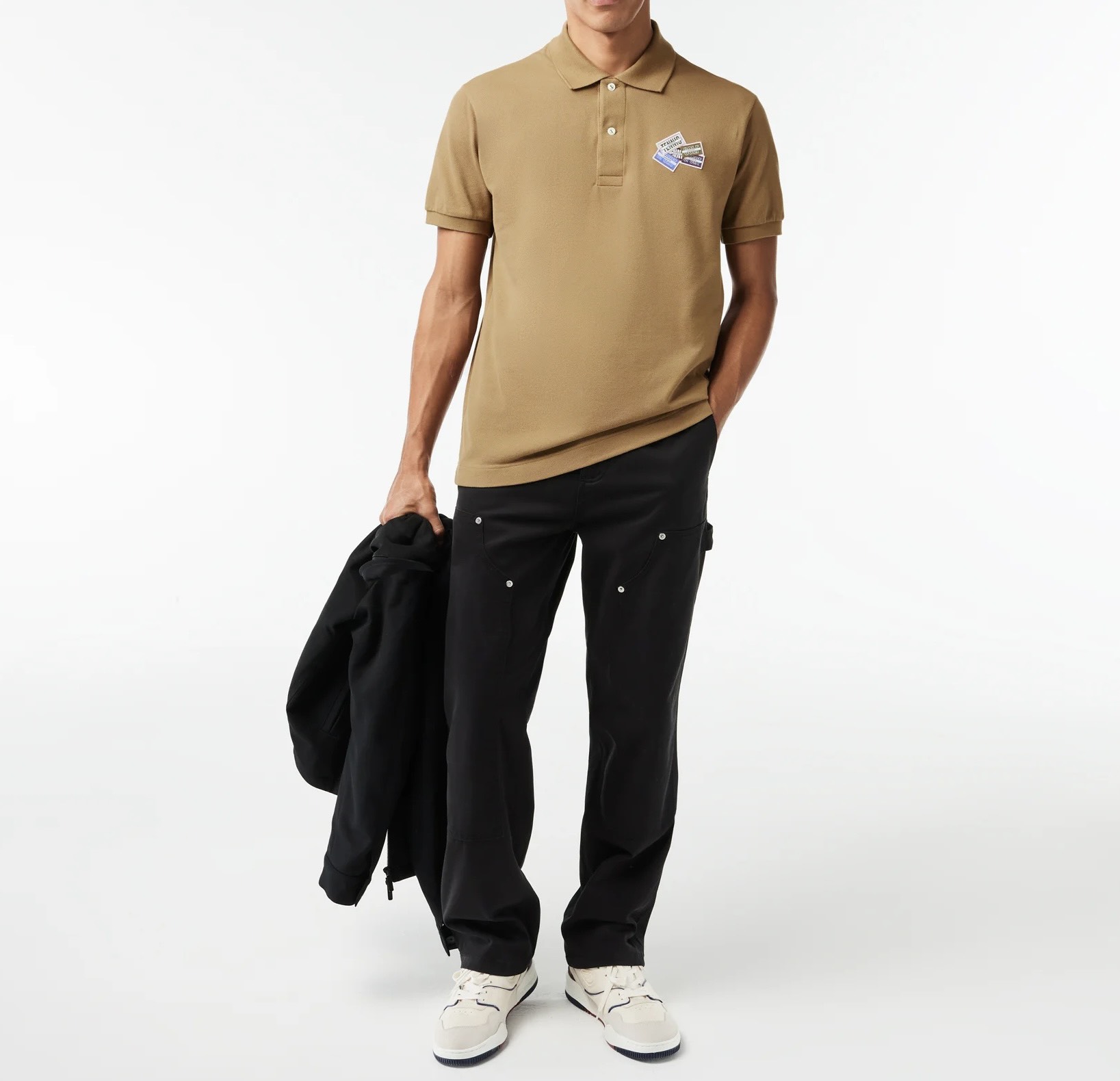 Áo Polo Lacoste Nam Logo Cách Điệu Dáng Classic Cổ Điển PH2052-00-SIX Màu Nâu