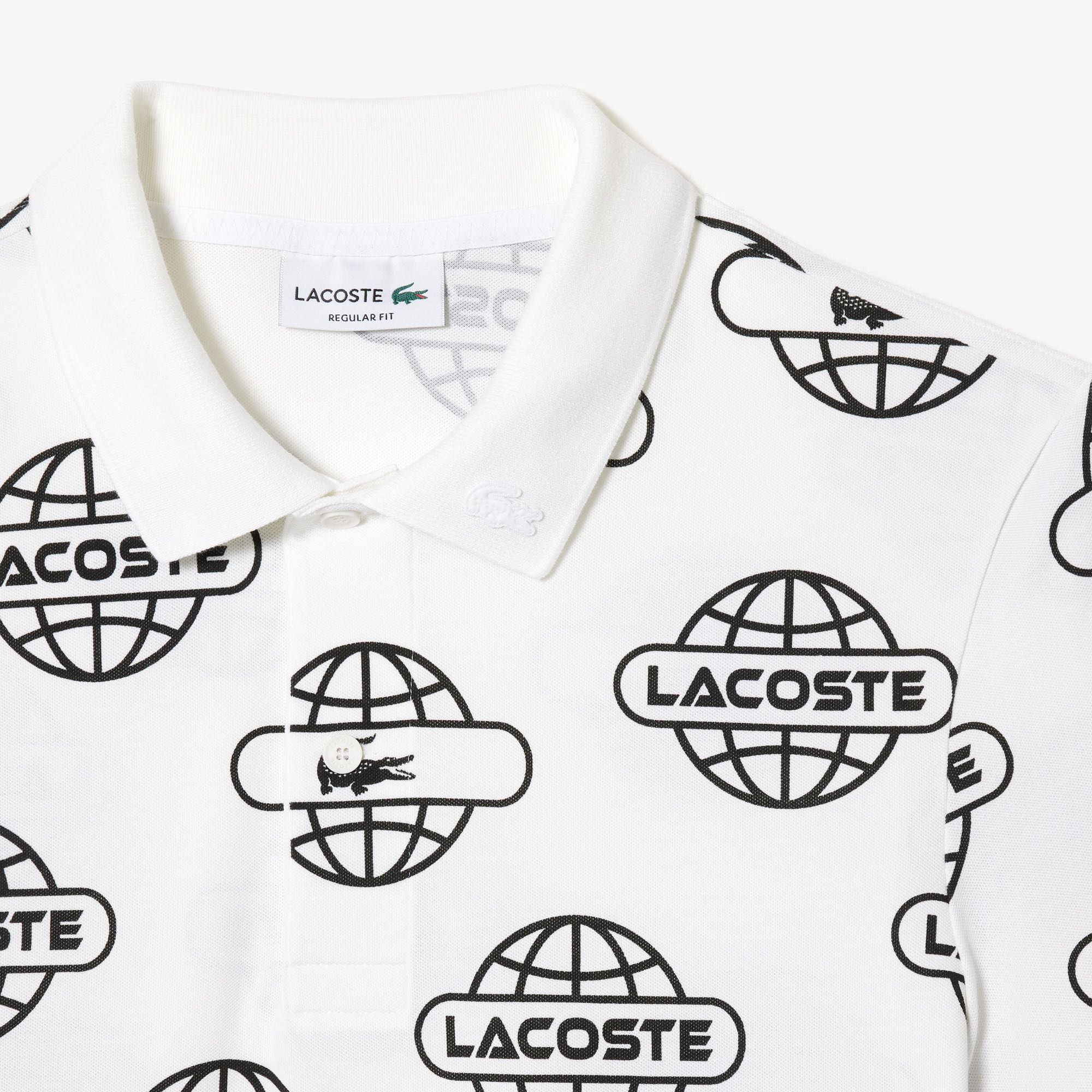 Áo Polo Lacoste Nam Logo Địa Cầu Dáng Regular PH1175-00-AU8 Màu Trắng