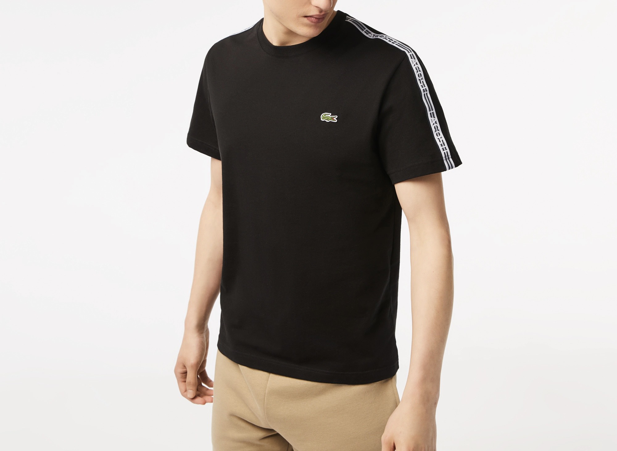 Áo Thun Lacoste Nam Viền Vai Dáng Regular TH5071-00-031 Màu Đen