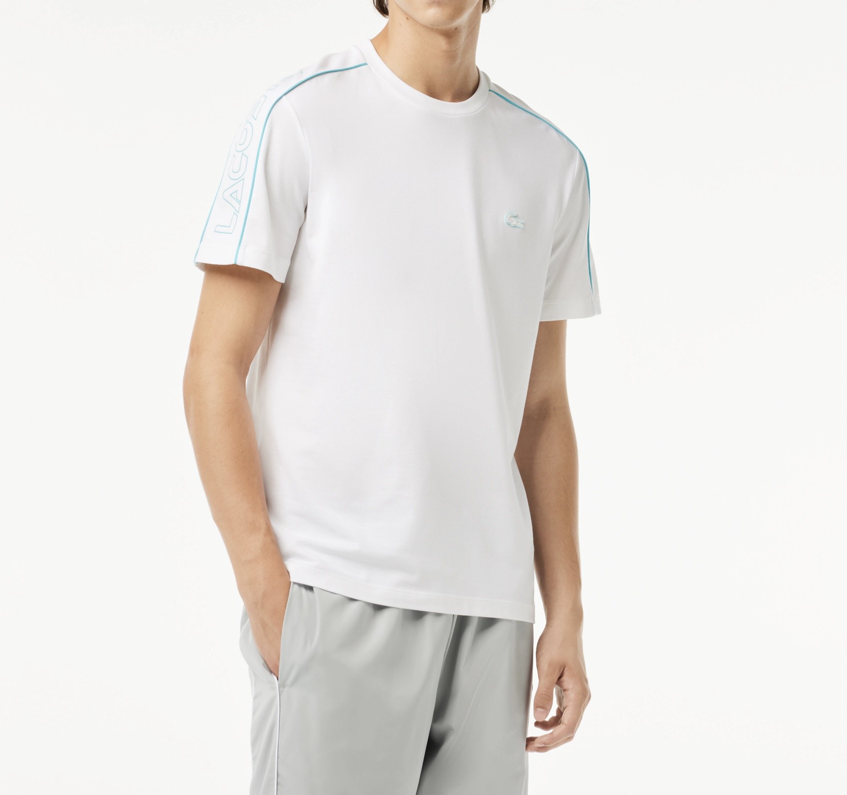 Áo Thun Lacoste Nam Viền Vai Dáng Regular TH1411-00-RI6 Màu Trắng