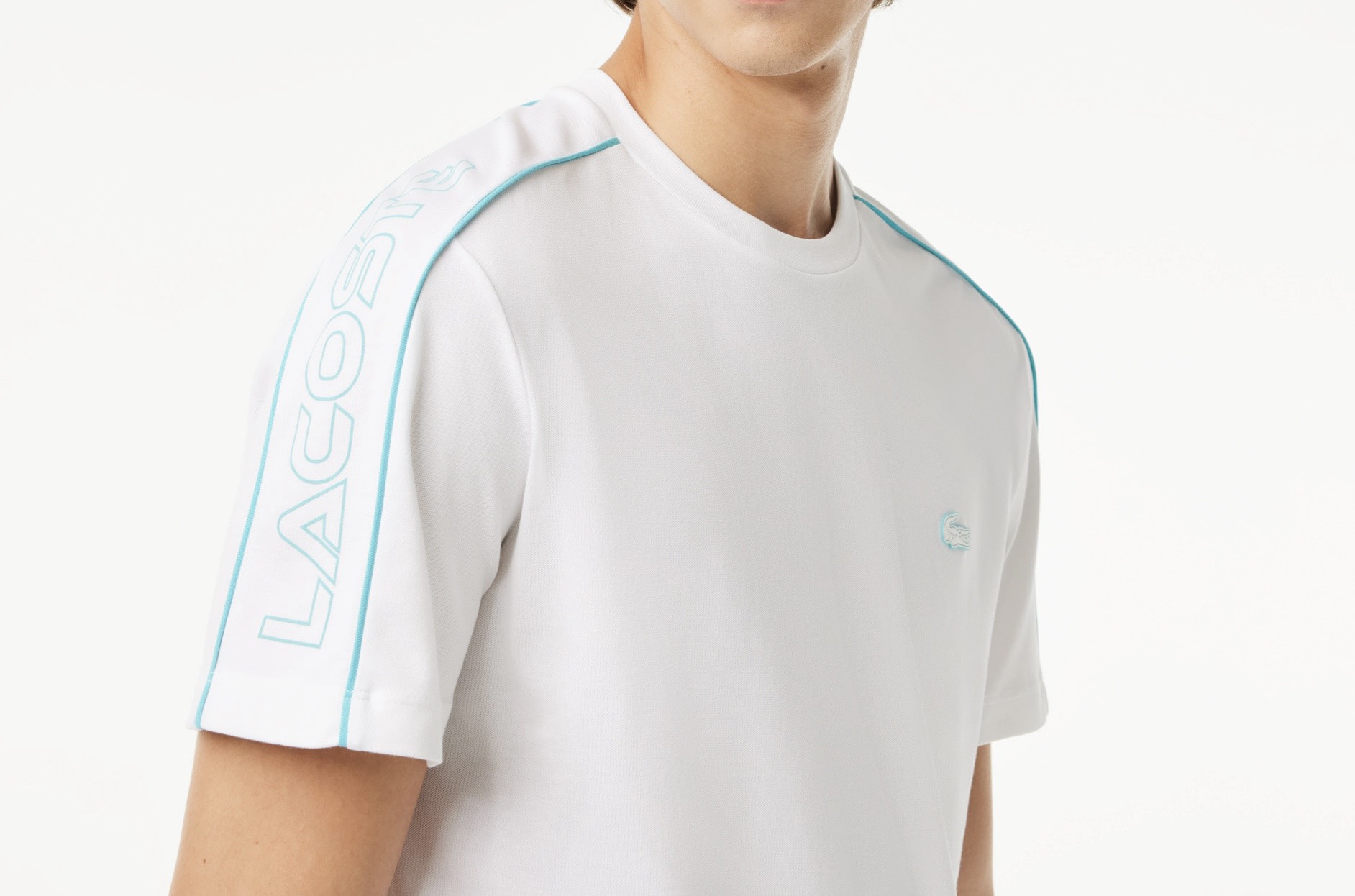 Áo Thun Lacoste Nam Viền Vai Dáng Regular TH1411-00-RI6 Màu Trắng