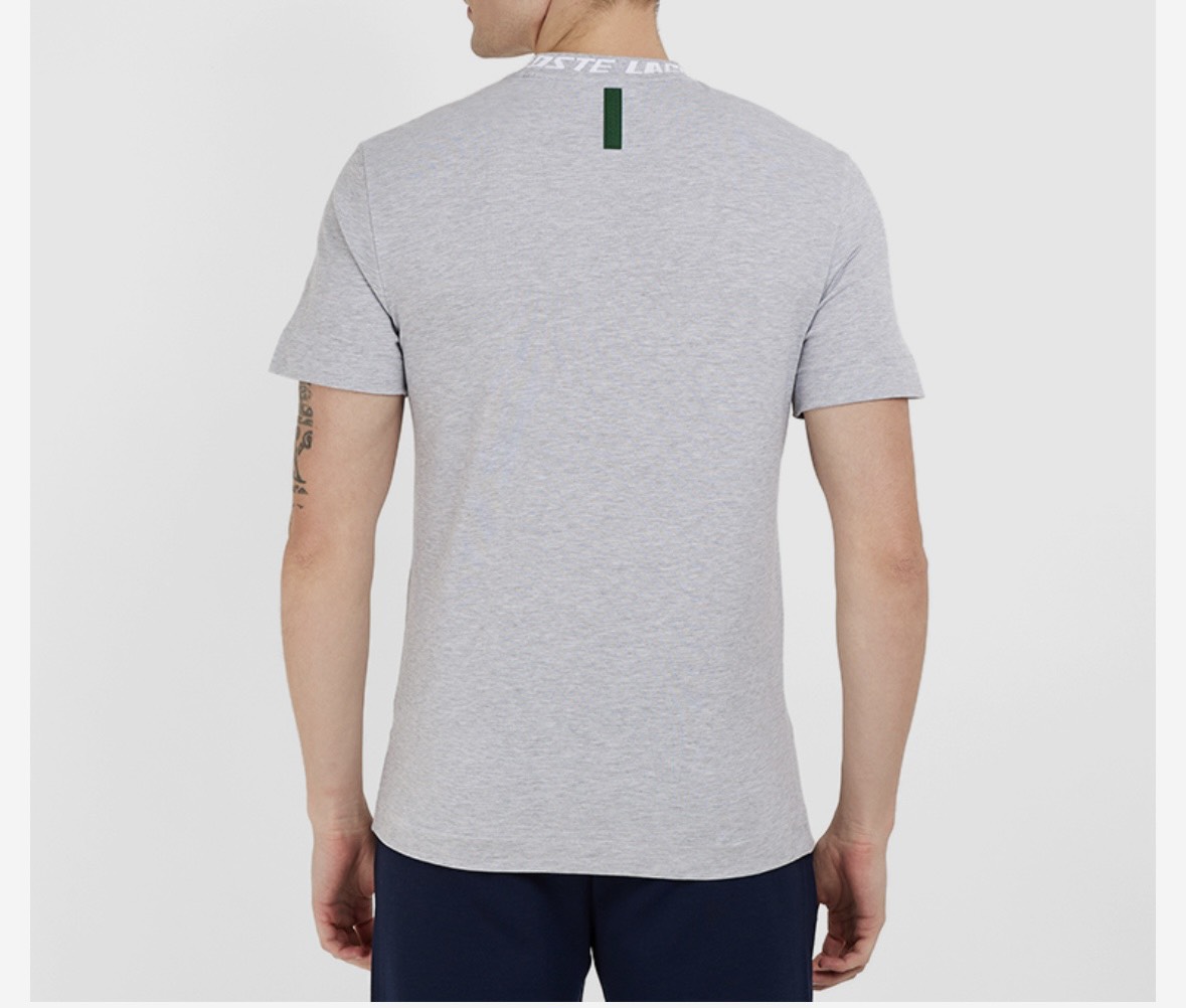 Áo Thun Lacoste Nam Chữ Cổ Dáng Regular TH9687-00-CCA Màu Xám