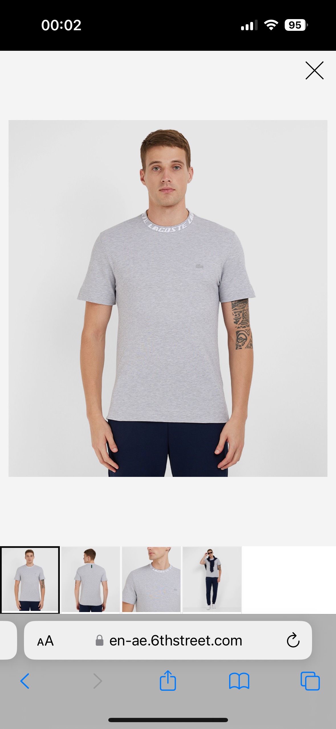 Áo Thun Lacoste Nam Chữ Cổ Dáng Regular TH9687-00-CCA Màu Xám
