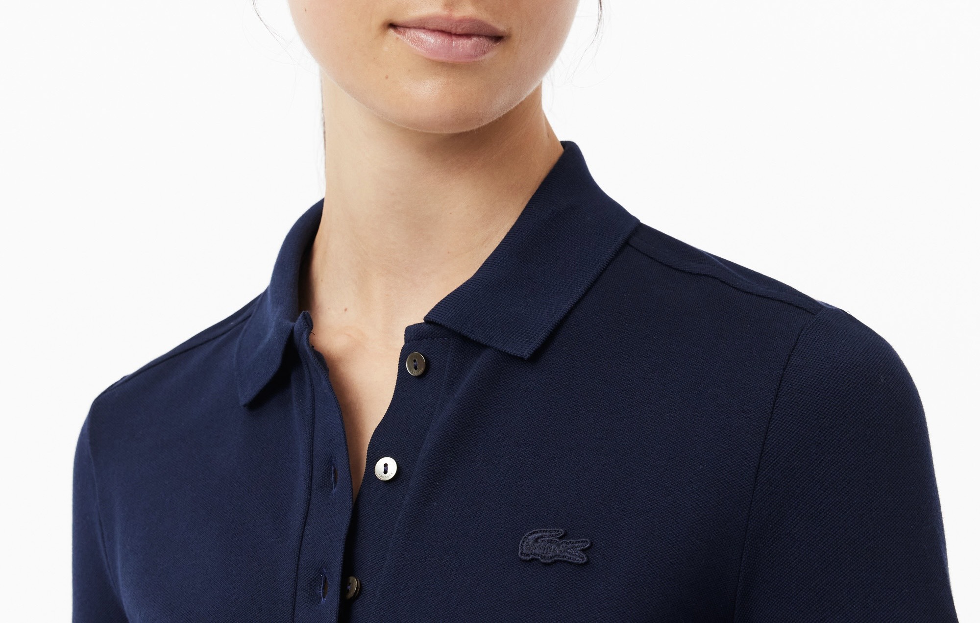 Áo Polo Lacoste Nữ Dáng Ôm Slim Fit PF5462-00-166 Màu Xanh Navy