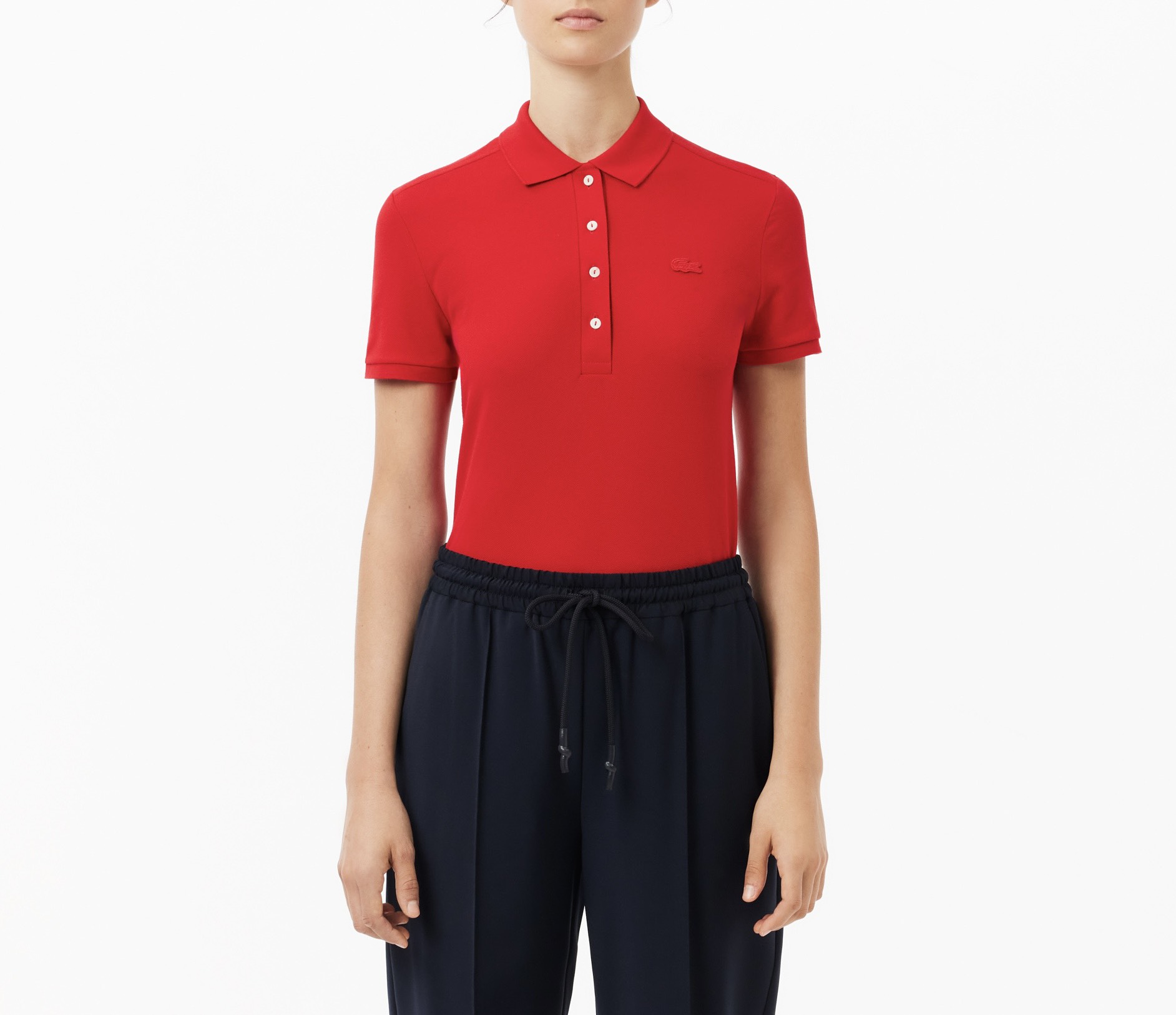 Áo Polo Lacoste Nữ Dáng Ôm Slim Fit PF5462-00-240 Màu Đỏ