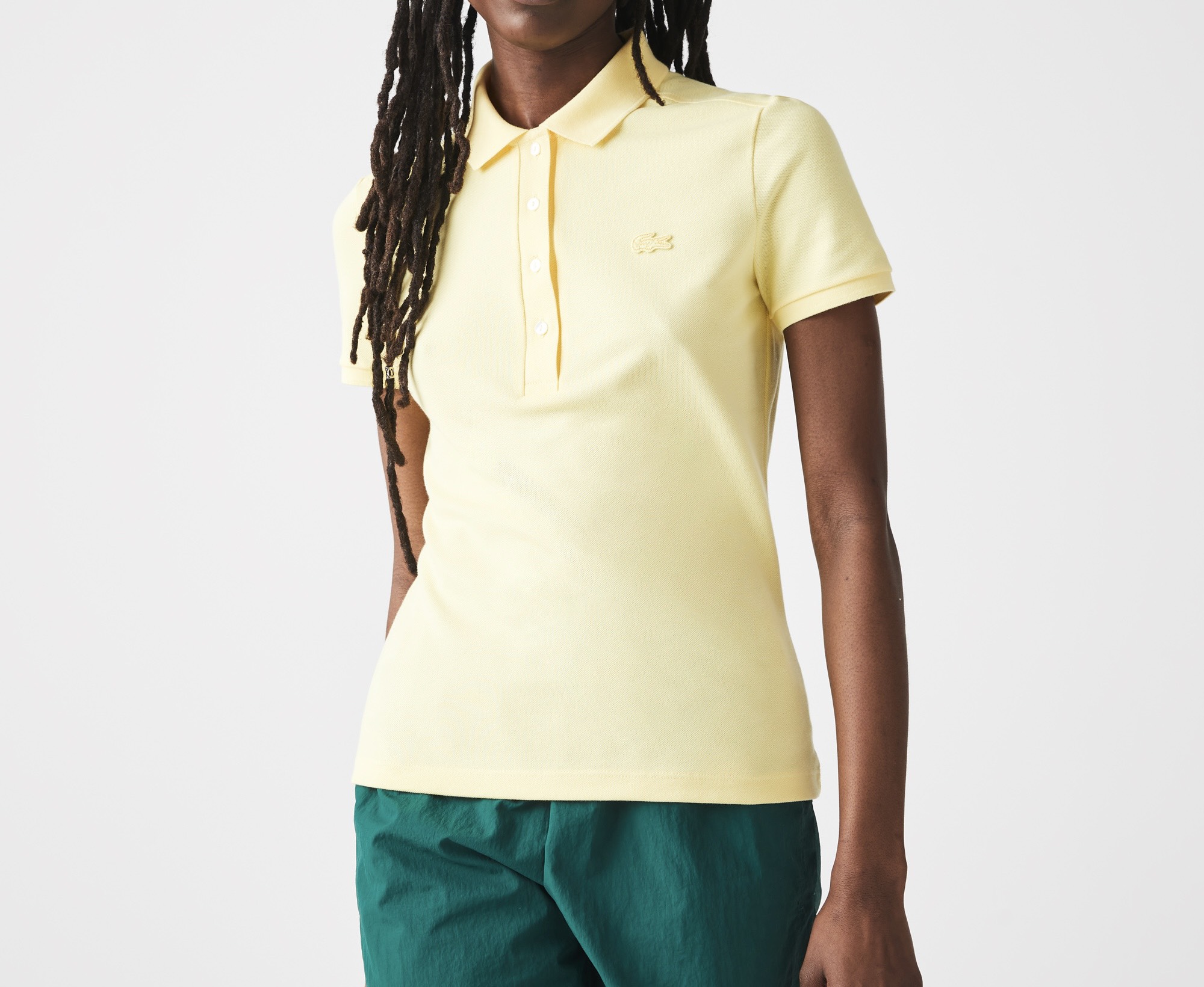 Áo Polo Lacoste Nữ Dáng Ôm Slim Fit PF5462-00-107 Màu Vàng