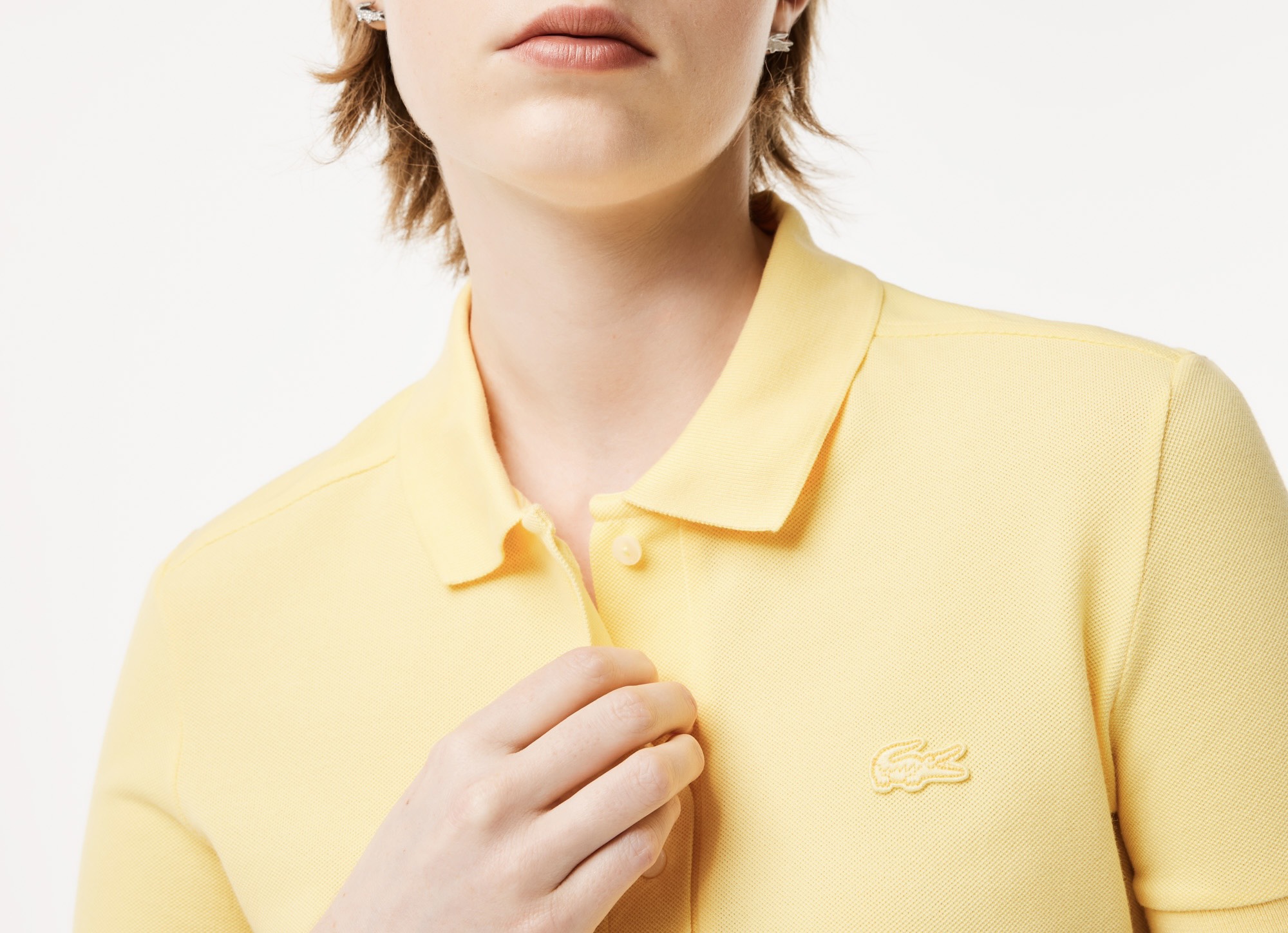 Áo Polo Lacoste Nữ Dáng Ôm Slim Fit PF5462-00-107 Màu Vàng