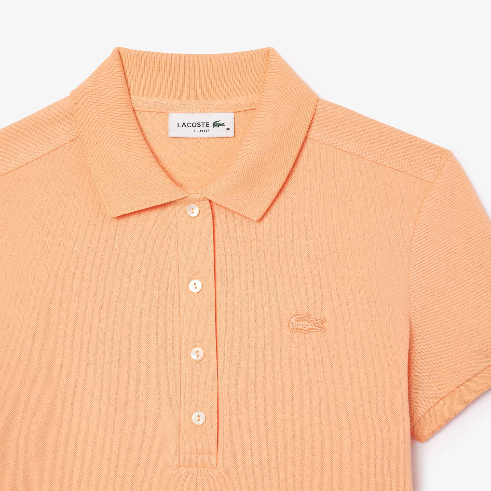 Áo Polo Lacoste Nữ Dáng Ôm Slim Fit PF5462-00-IXY Màu Cam Nhạt
