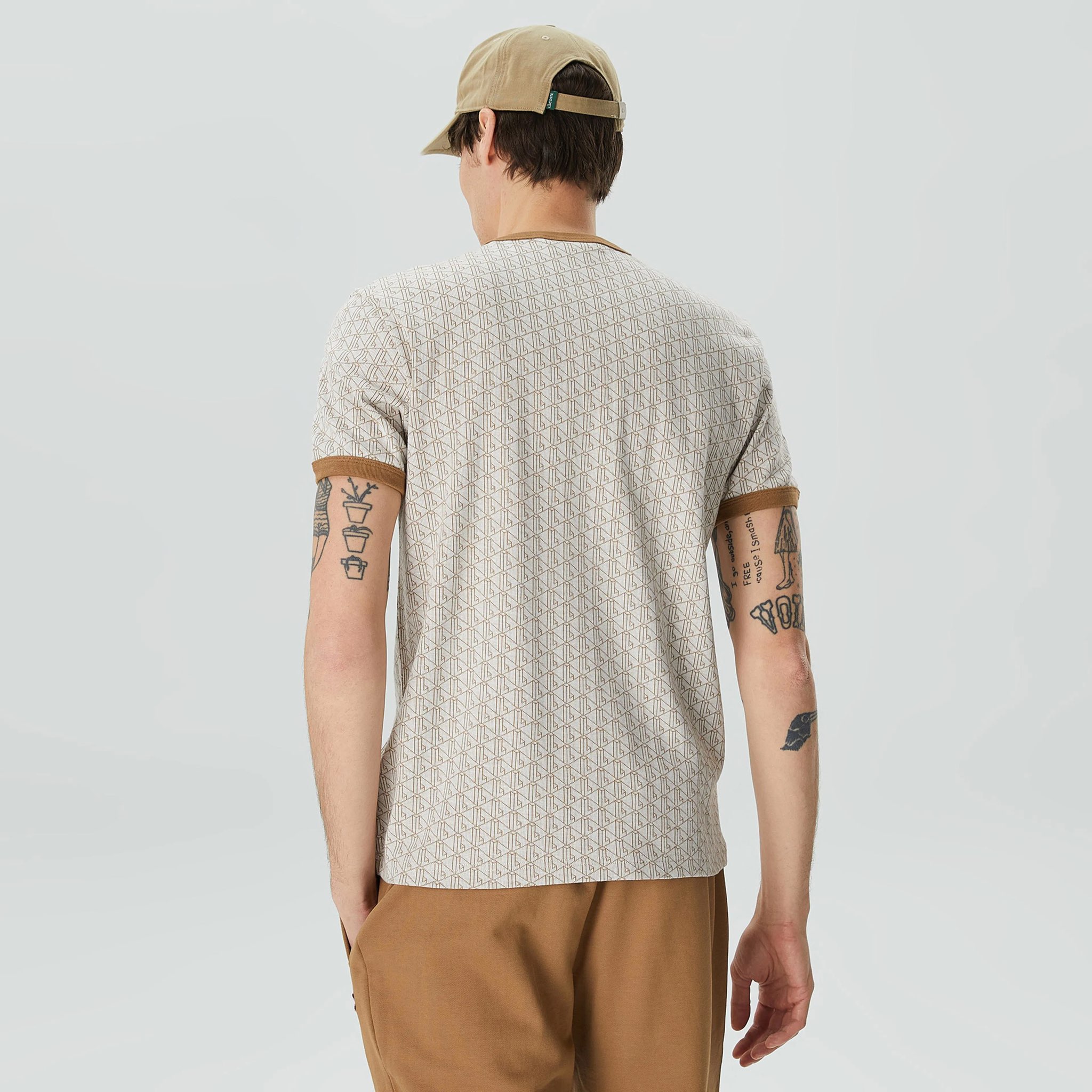 Áo Thun Lacoste Nam Monogram Dáng Regular TH1437-00-QI3 Màu Nâu