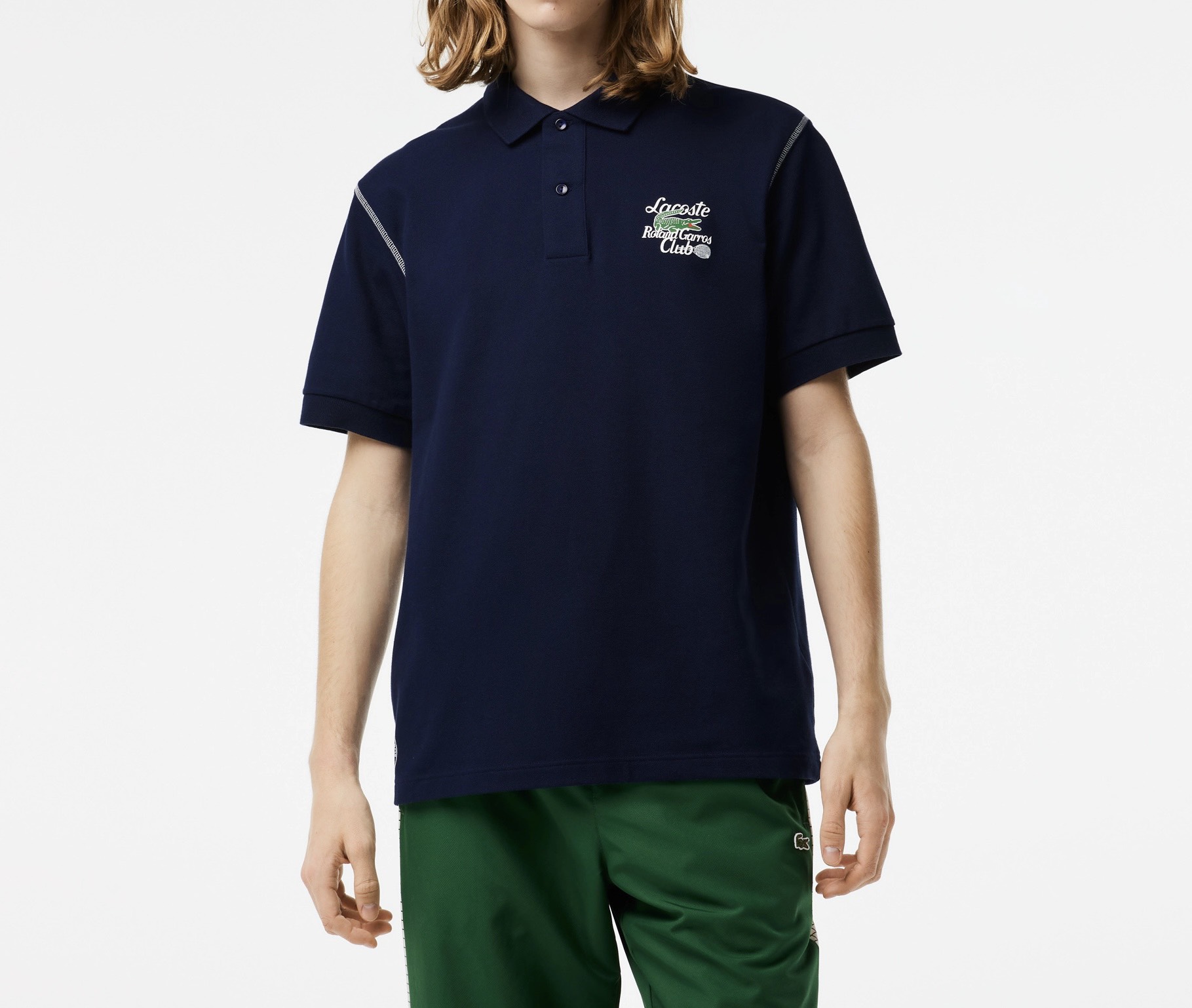 Áo Polo Lacoste Nam Roland Garros Dáng Rộng PH6767-00-166 Màu Xanh Navy
