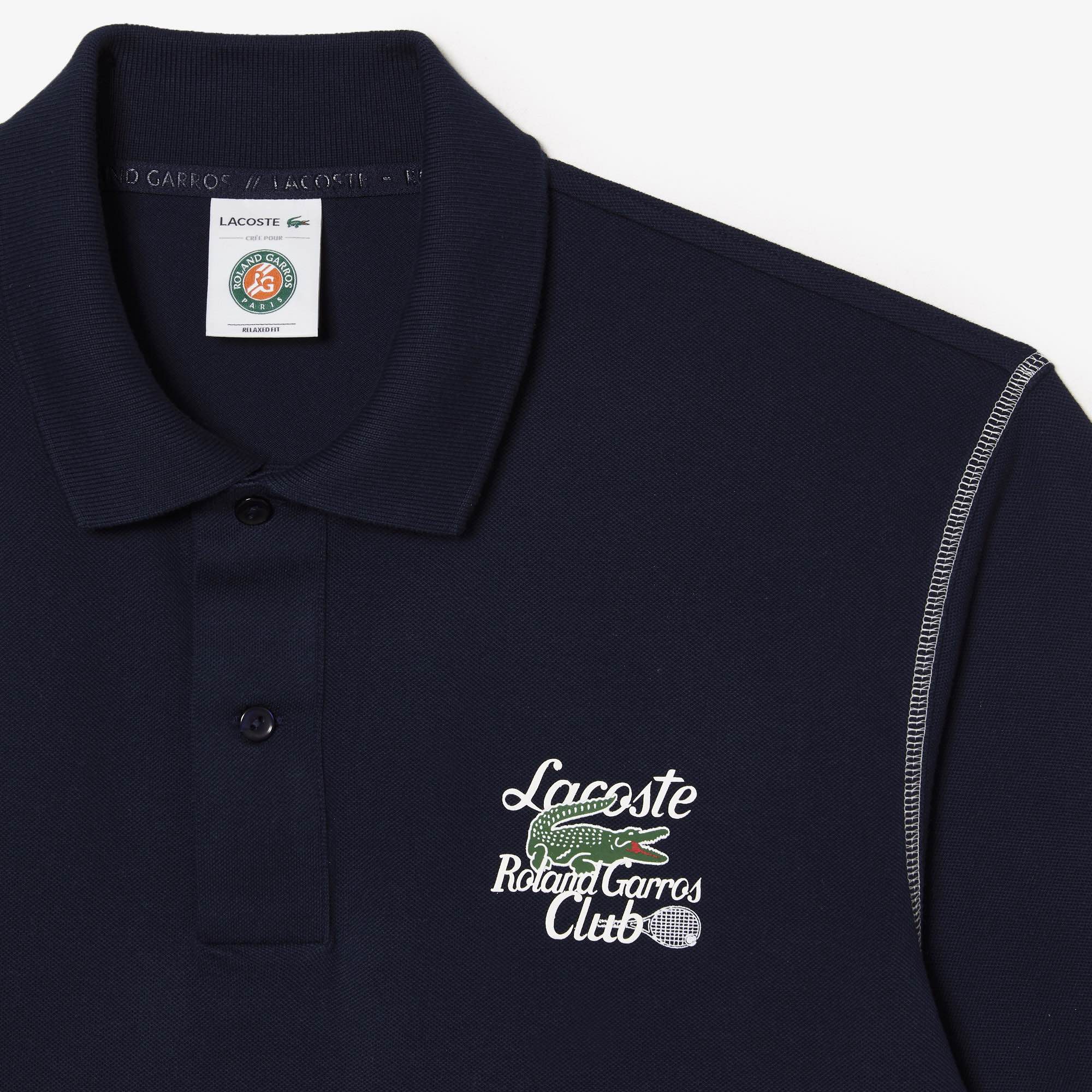 Áo Polo Lacoste Nam Roland Garros Dáng Rộng PH6767-00-166 Màu Xanh Navy