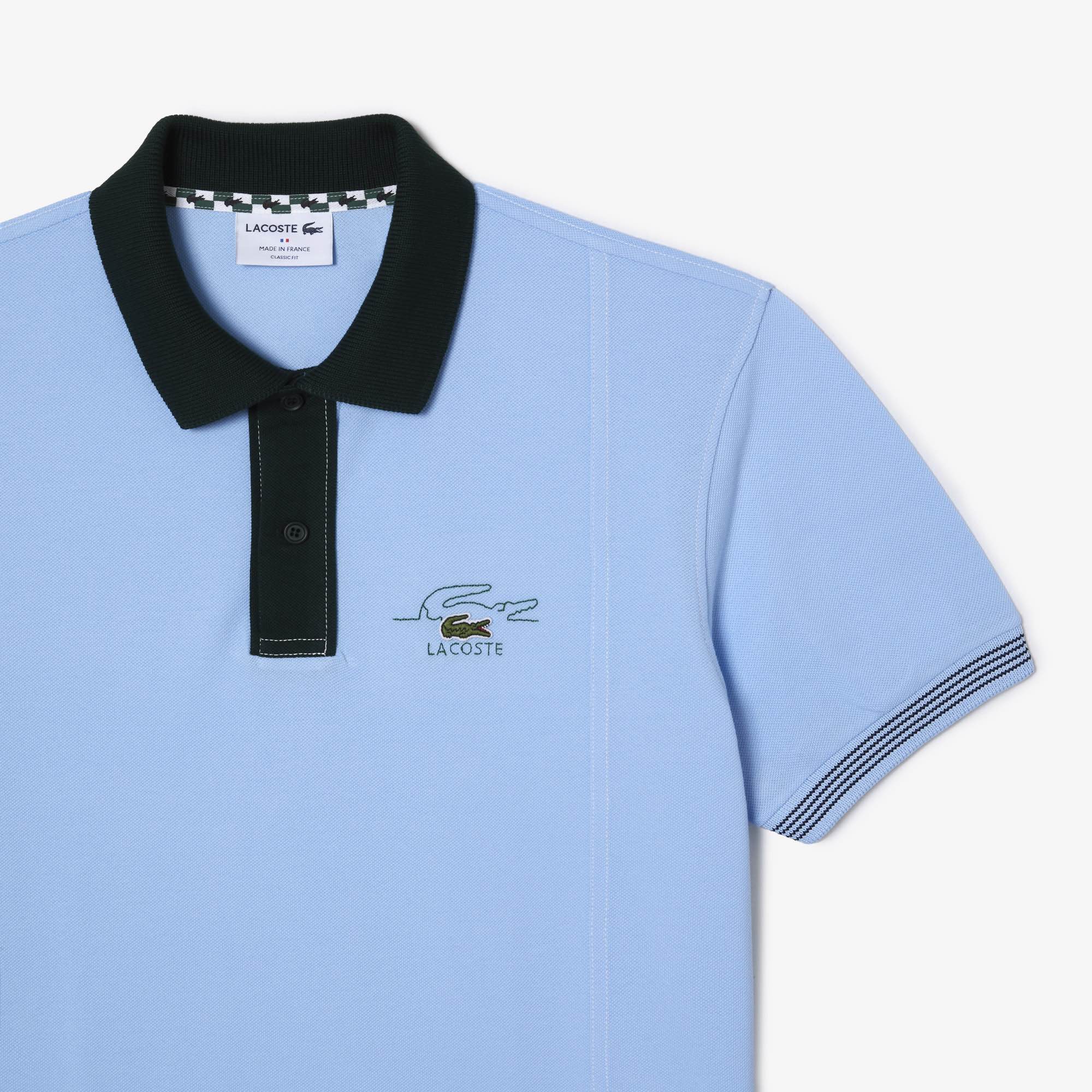 Áo Polo Lacoste Nam Made in France Dáng Classic Cổ Điển PH5743-00-FL3 Màu Xanh Da Trời