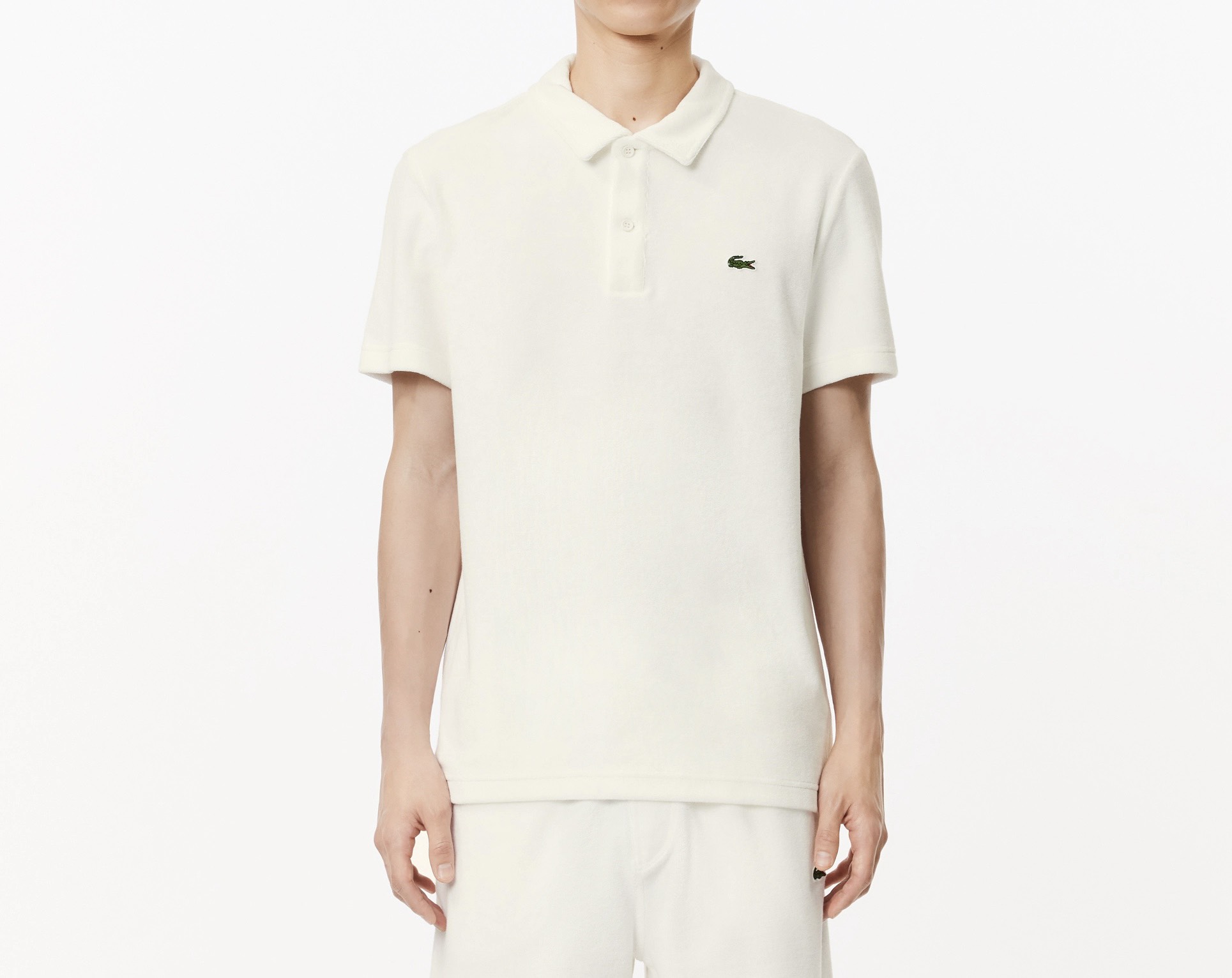 Áo Polo Lacoste Nam Dòng Paris Vải Terry Da Cá Dáng Regular PH7571-00-70V Trắng Kem