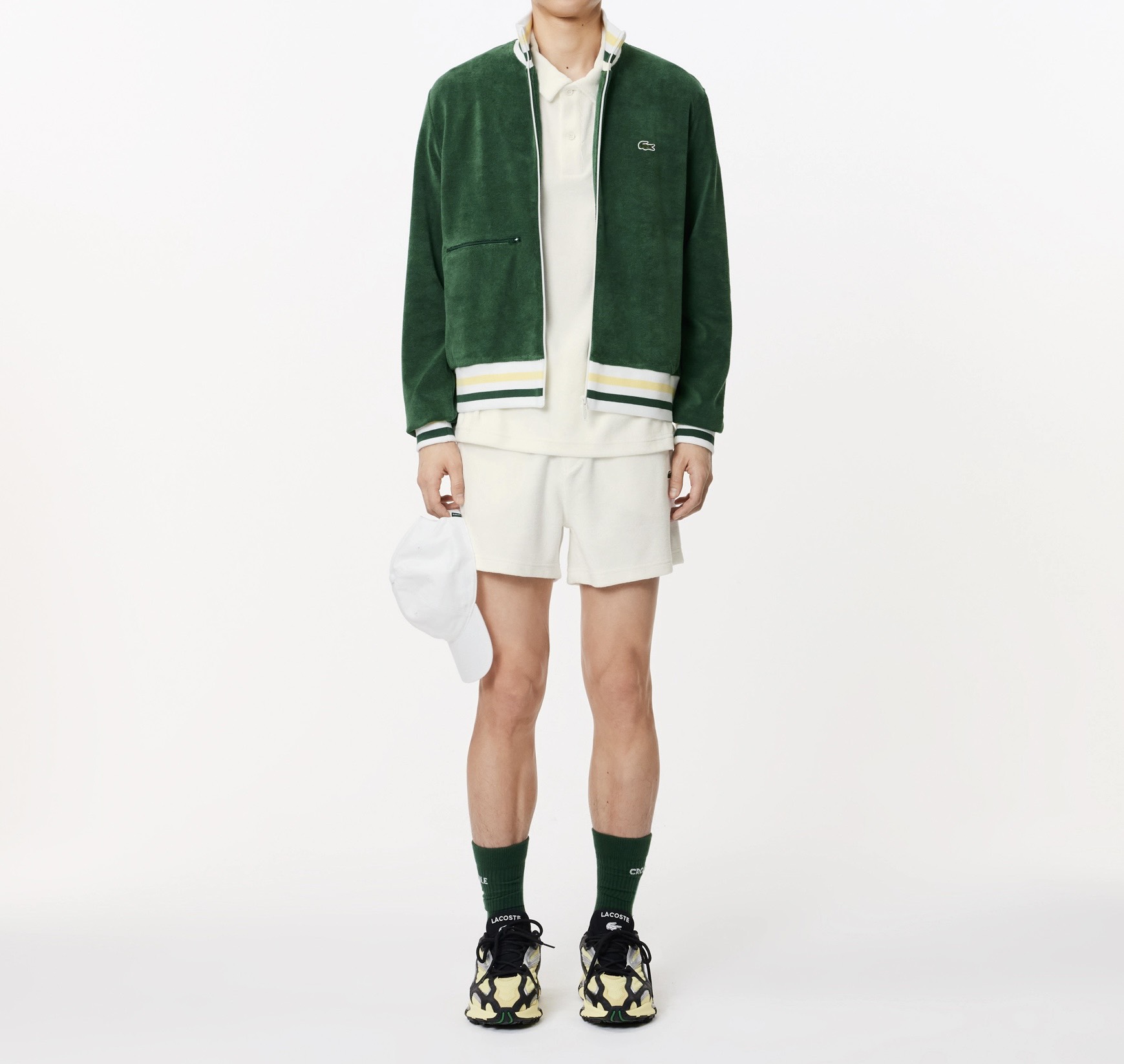 Áo Polo Lacoste Nam Dòng Paris Vải Terry Da Cá Dáng Regular PH7571-00-70V Trắng Kem