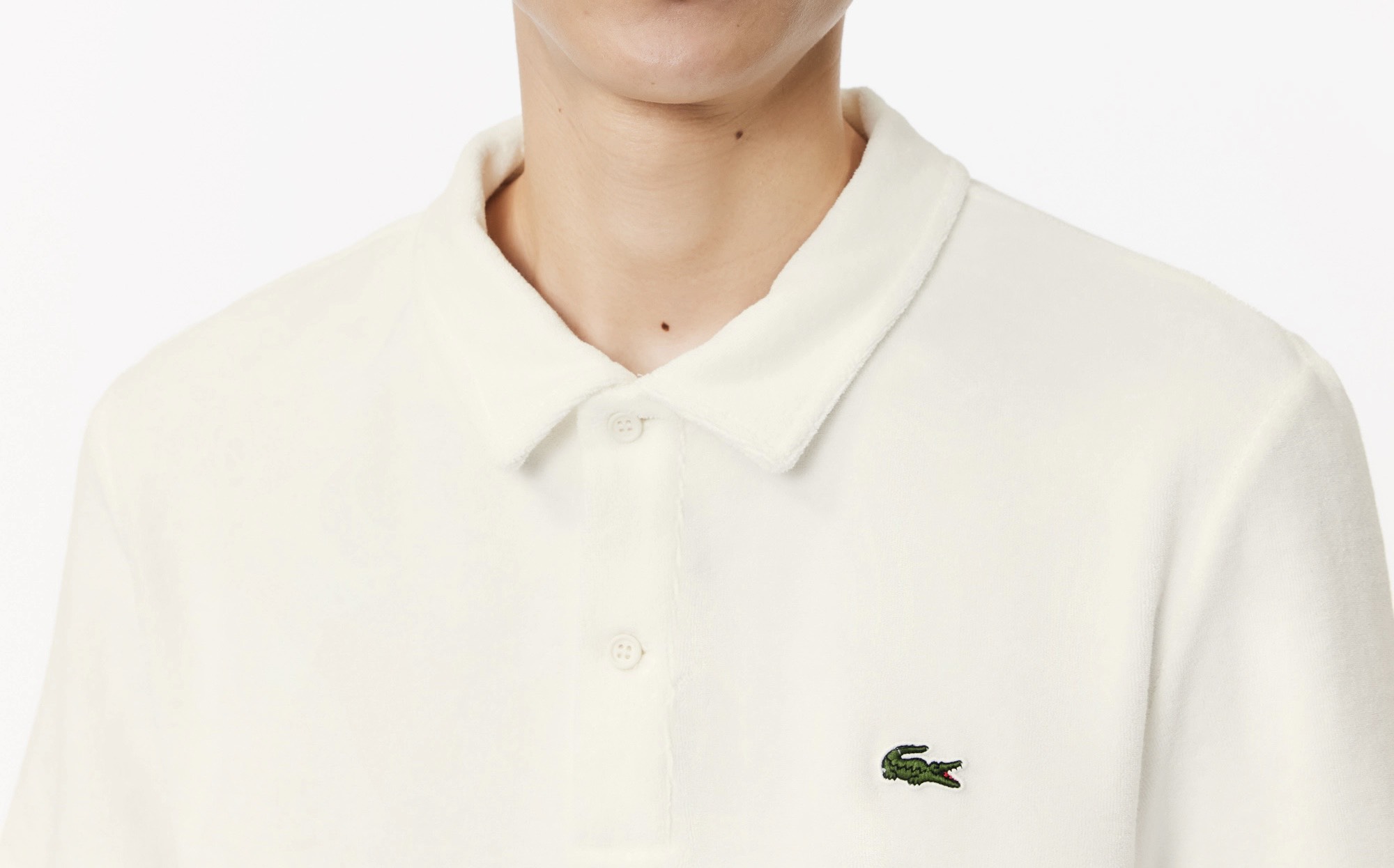 Áo Polo Lacoste Nam Dòng Paris Vải Terry Da Cá Dáng Regular PH7571-00-70V Trắng Kem