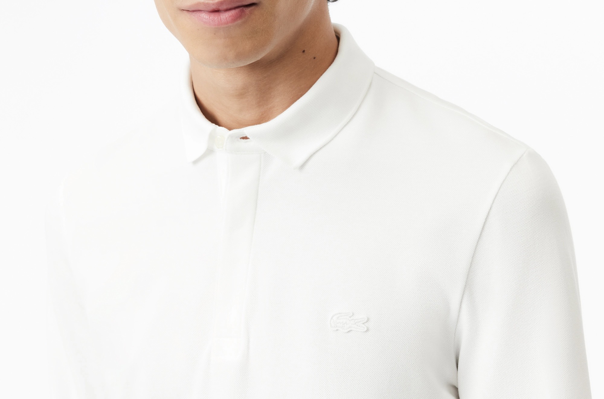 Áo Polo Lacoste Nam Dòng Paris Dài Tay Dáng Regular PH2481-00-001 Trắng