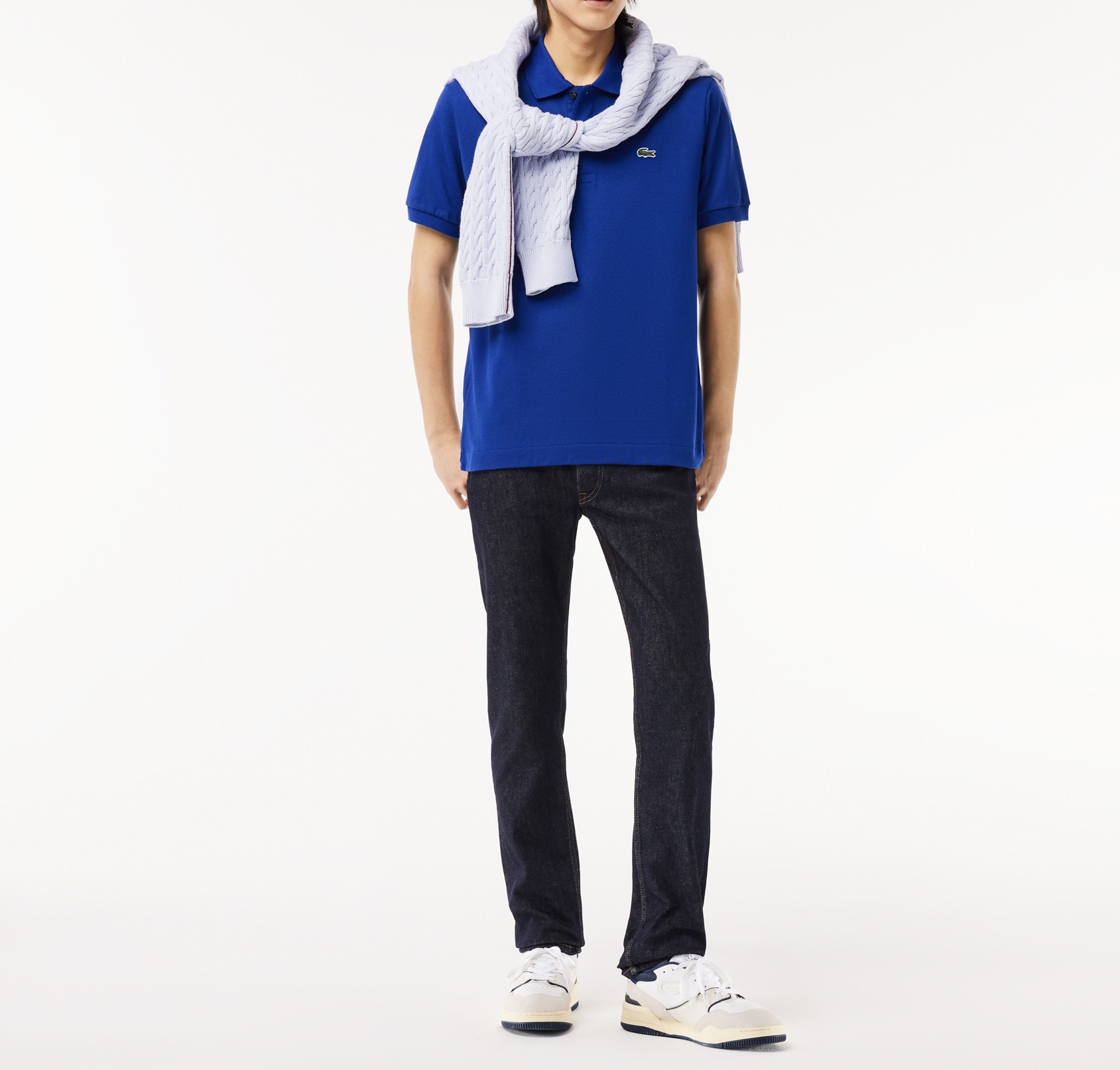 Áo Polo Lacoste Nam Trơn Dáng Classic Cổ Điển L1212-00-BDM Màu Xanh Dương