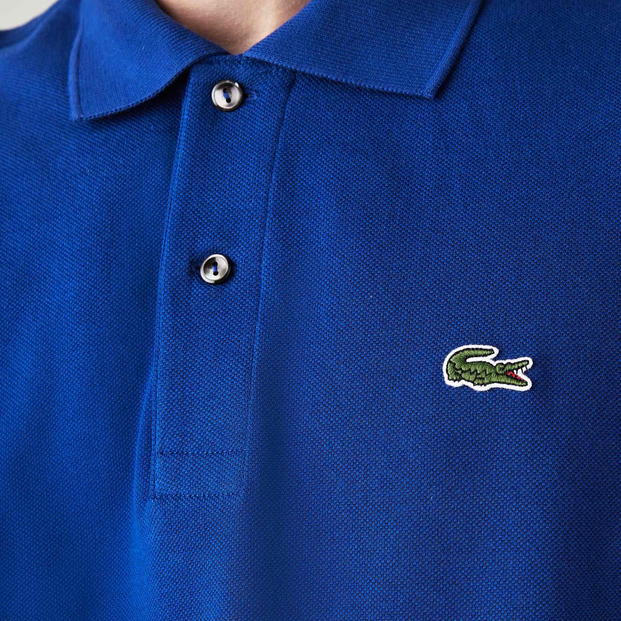 Áo Polo Lacoste Nam Trơn Dáng Classic Cổ Điển L1212-00-BDM Màu Xanh Dương