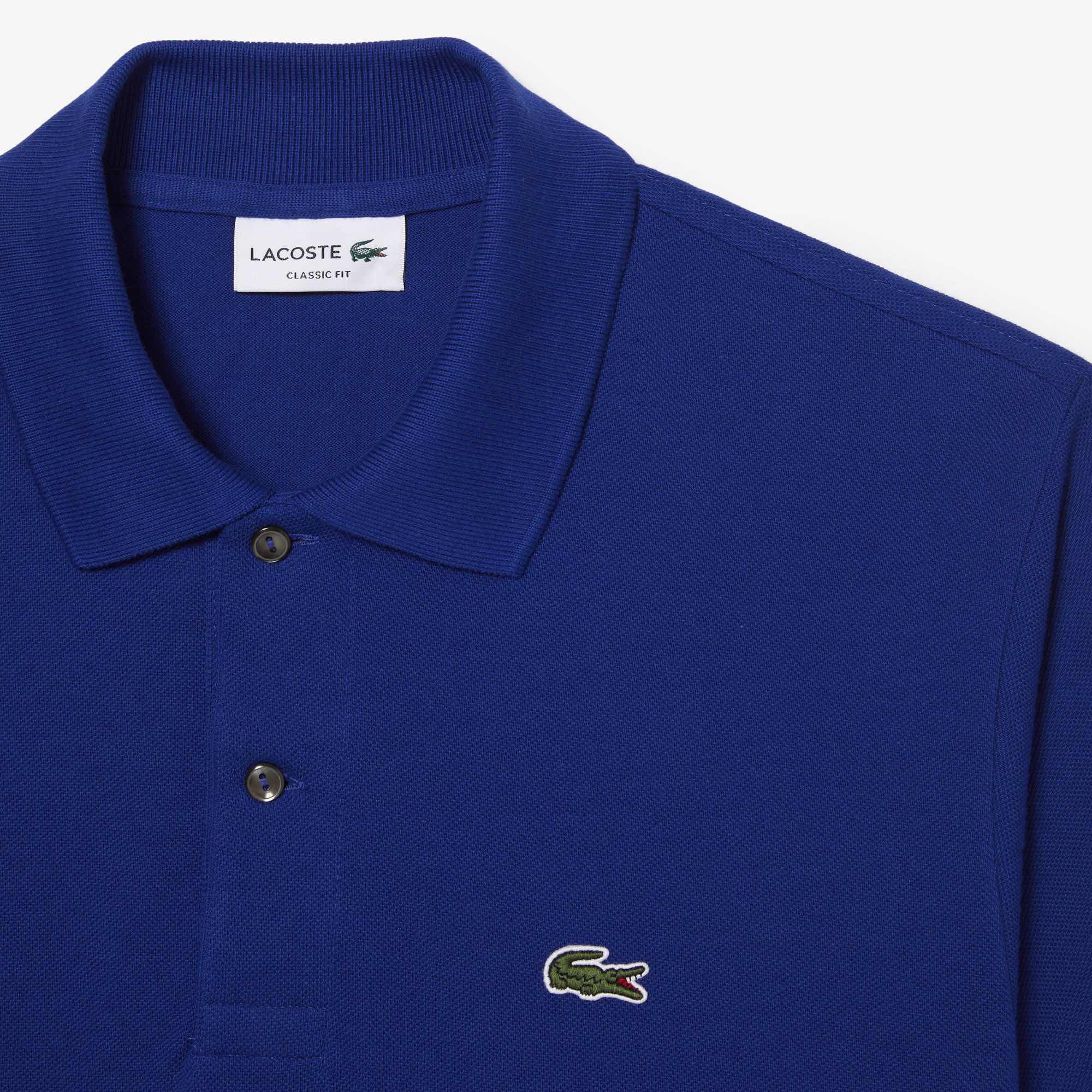 Áo Polo Lacoste Nam Trơn Dáng Classic Cổ Điển L1212-00-BDM Màu Xanh Dương
