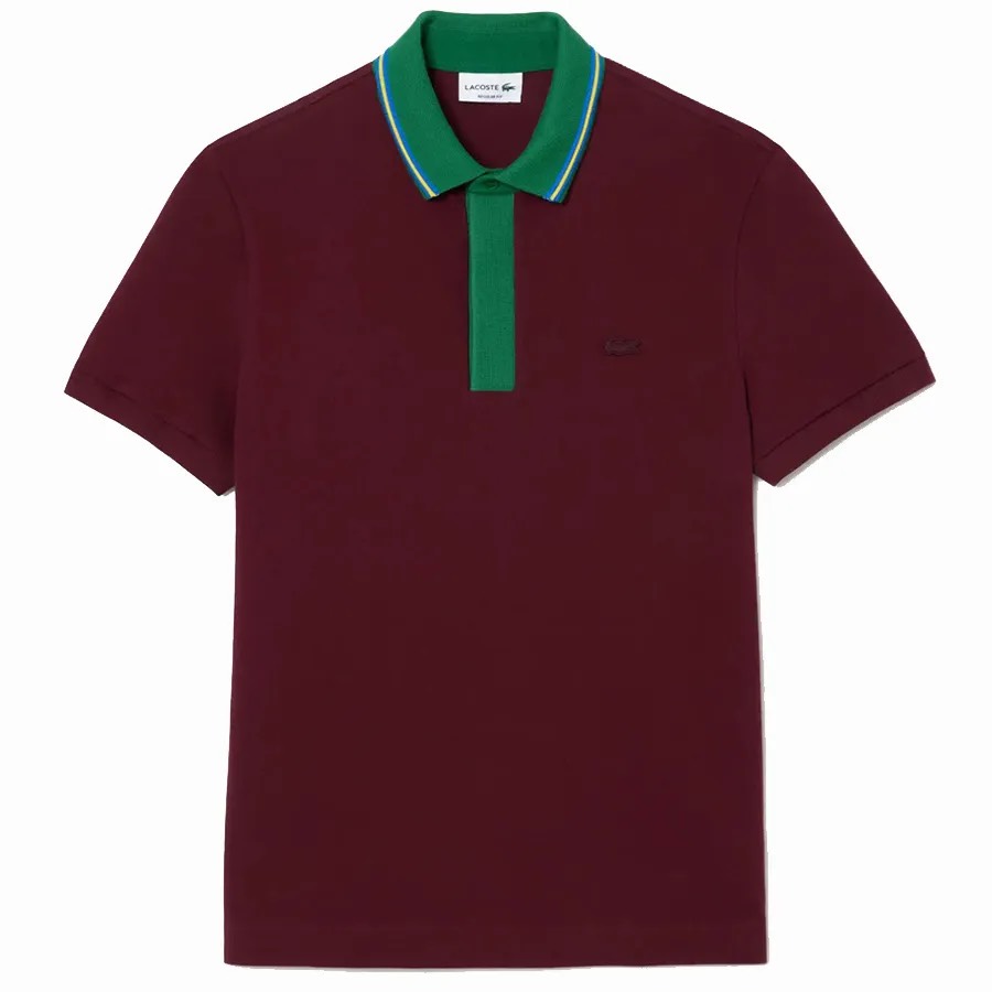 Áo Polo Lacoste Nam Viền Cổ Dáng Regular PH1125-00-YUP Màu Đỏ Mận