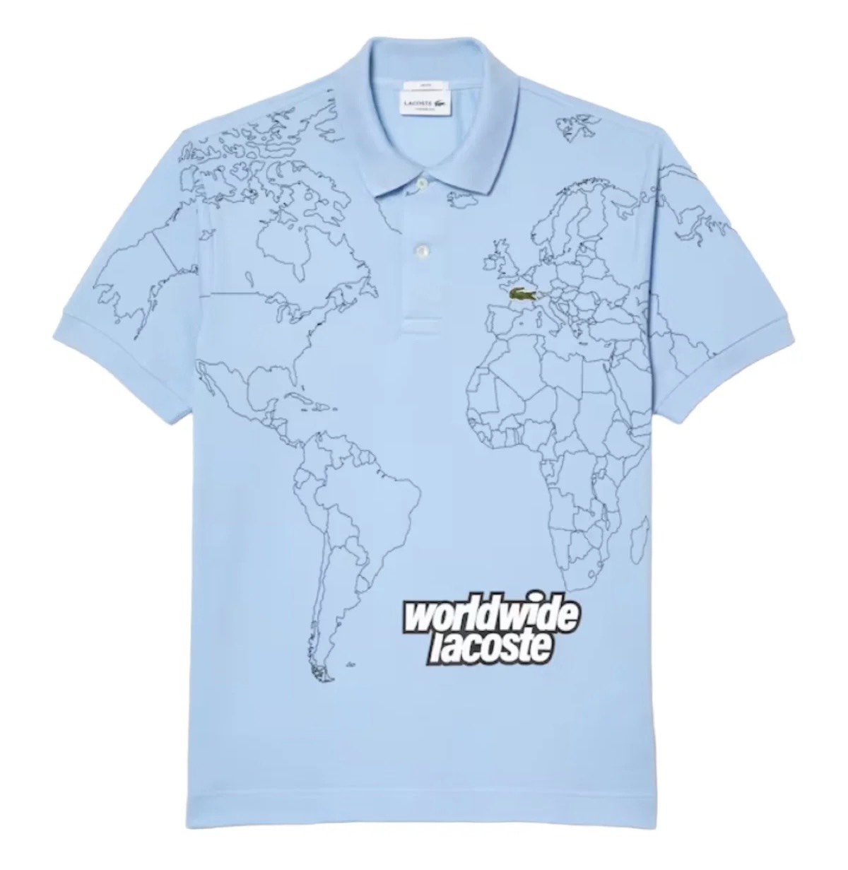 Áo Polo Lacoste Nam Bản Đồ Dáng Classic Cổ Điển PH8046-00-HBP Màu Xanh Da Trời