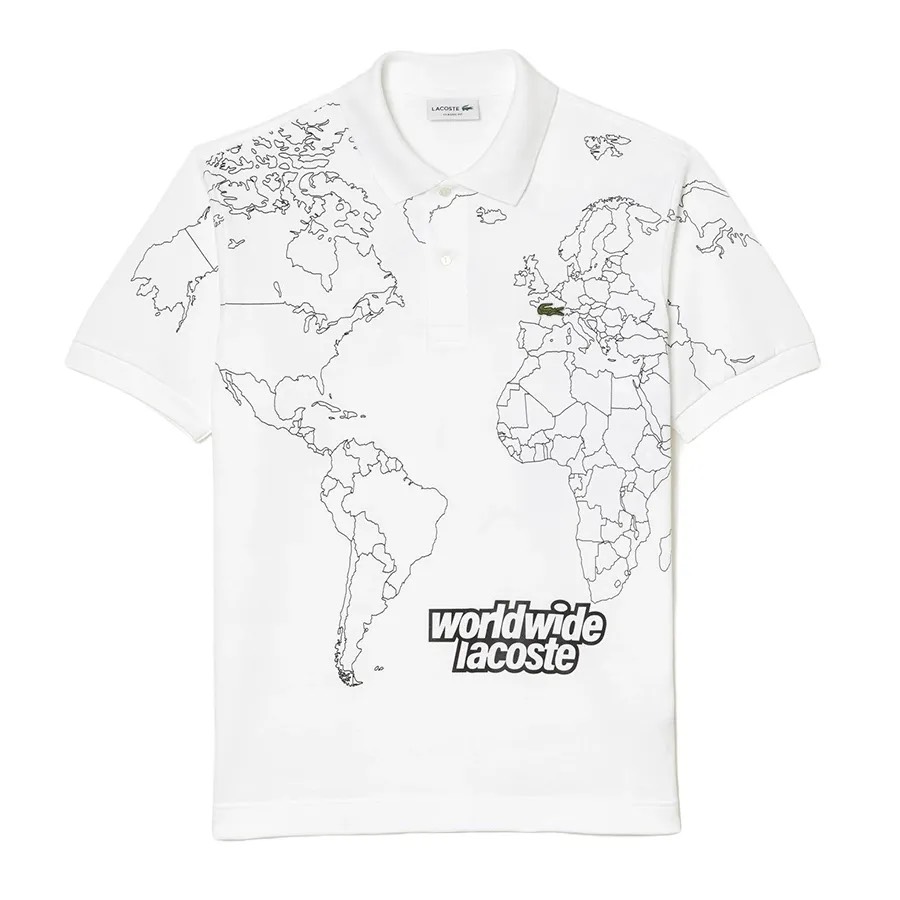 Áo Polo Lacoste Nam Bản Đồ Dáng Classic Cổ Điển PH8046-00-001 Màu Trắng