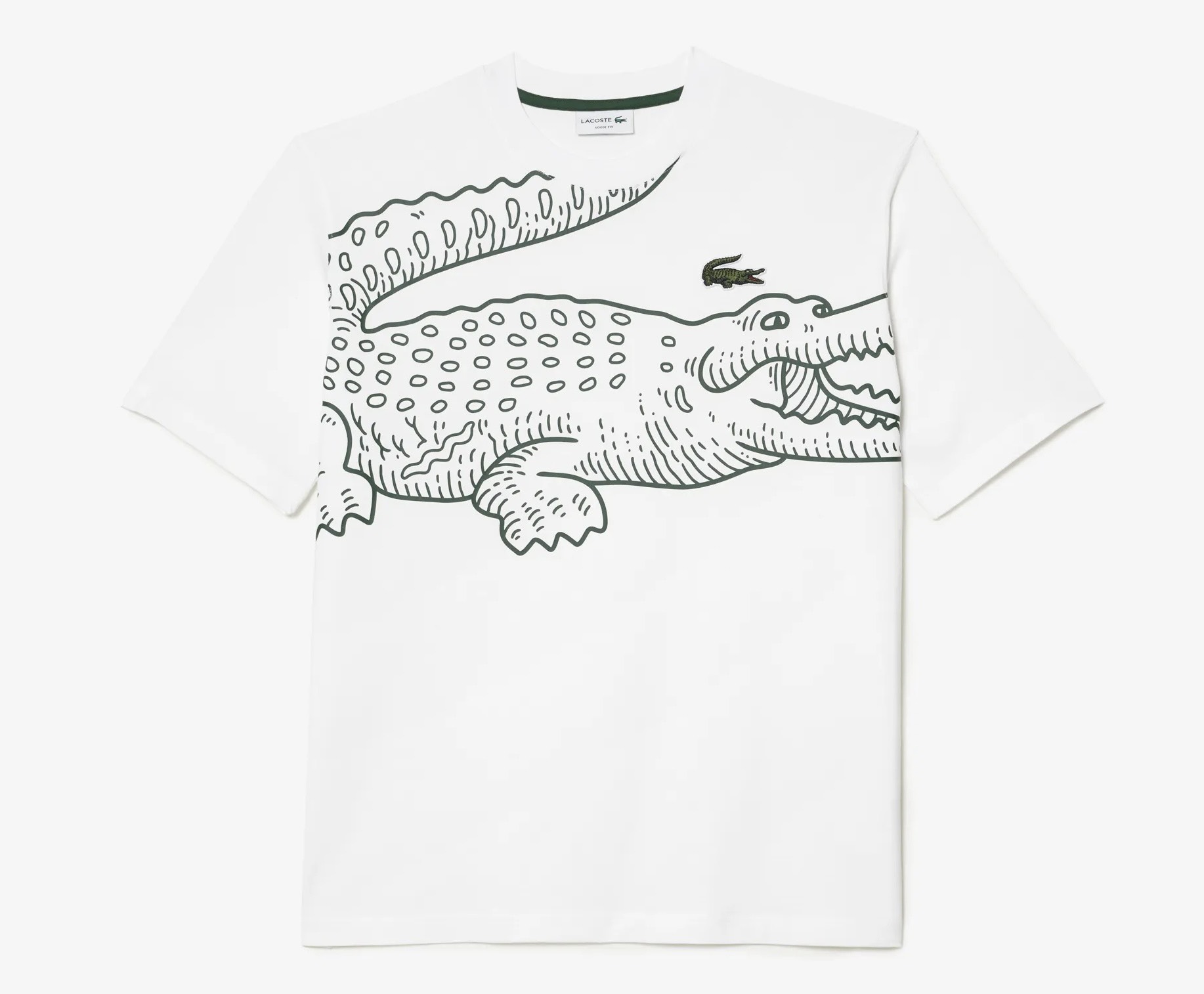 Áo Thun Lacoste Nam Cá Sấu To Dáng Loose Oversize TH5511-00-001 Màu Trắng