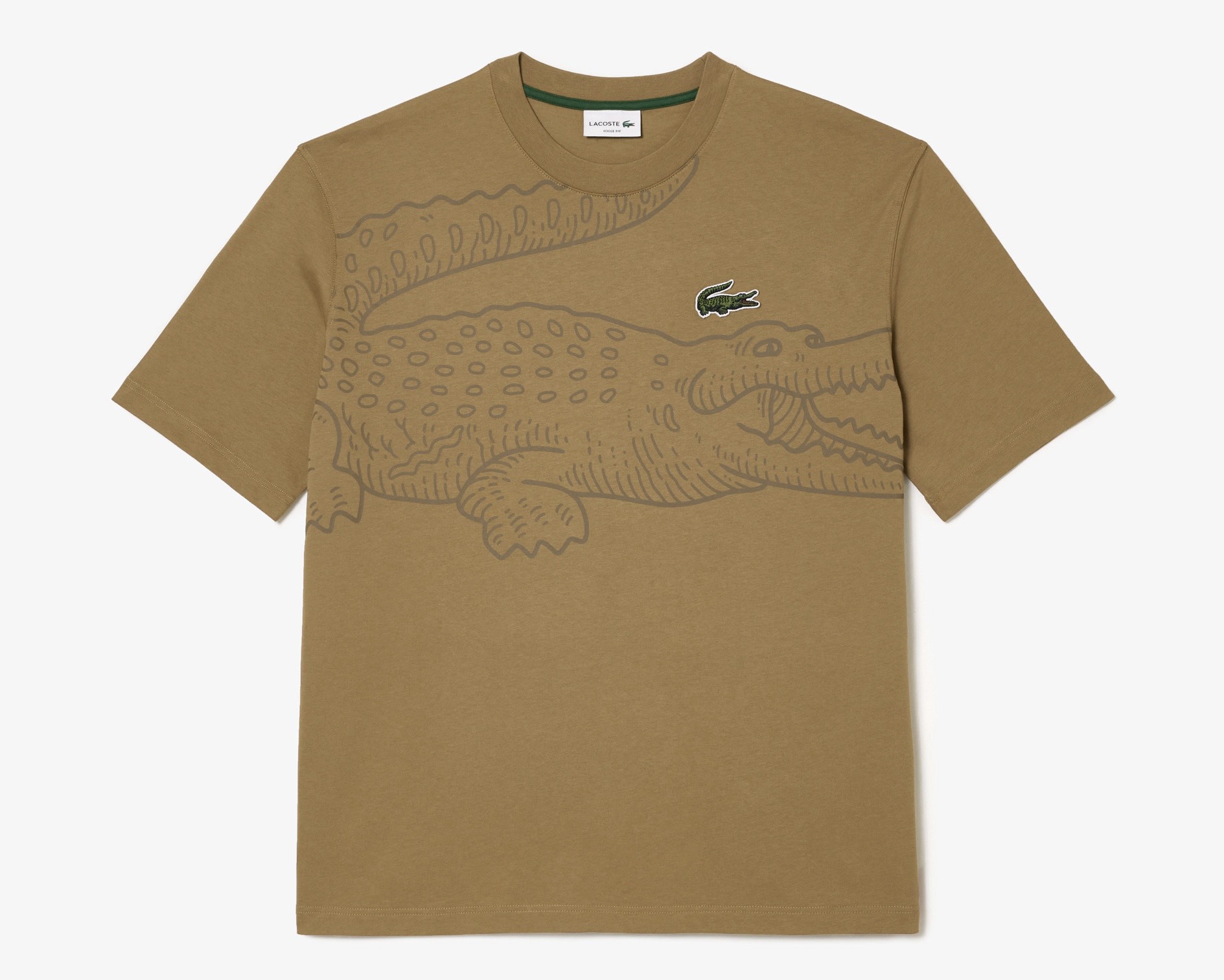Áo Thun Lacoste Nam Cá Sấu To Dáng Loose Oversize TH5511-00-SIX Màu Nâu